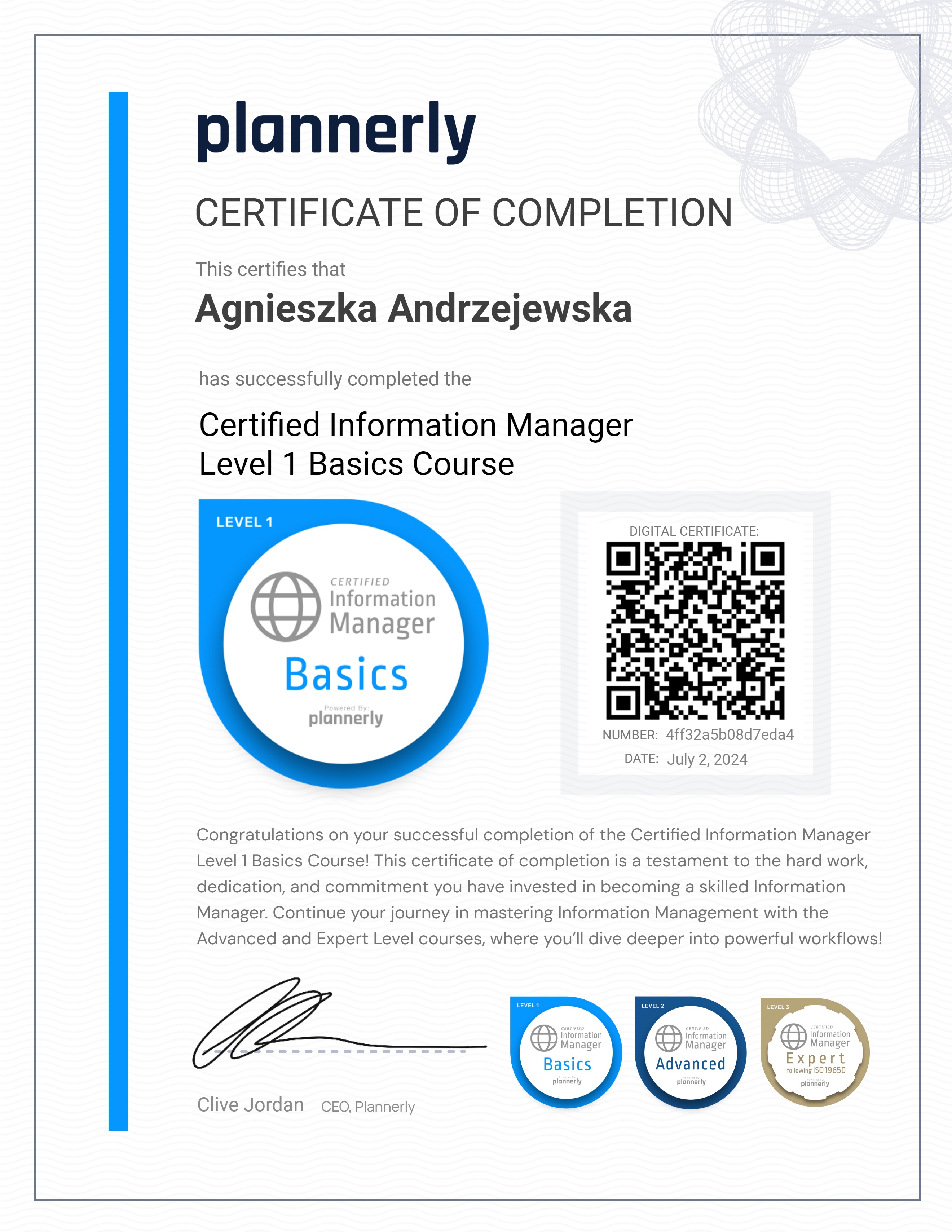 Level 1 Information Manager - Basics