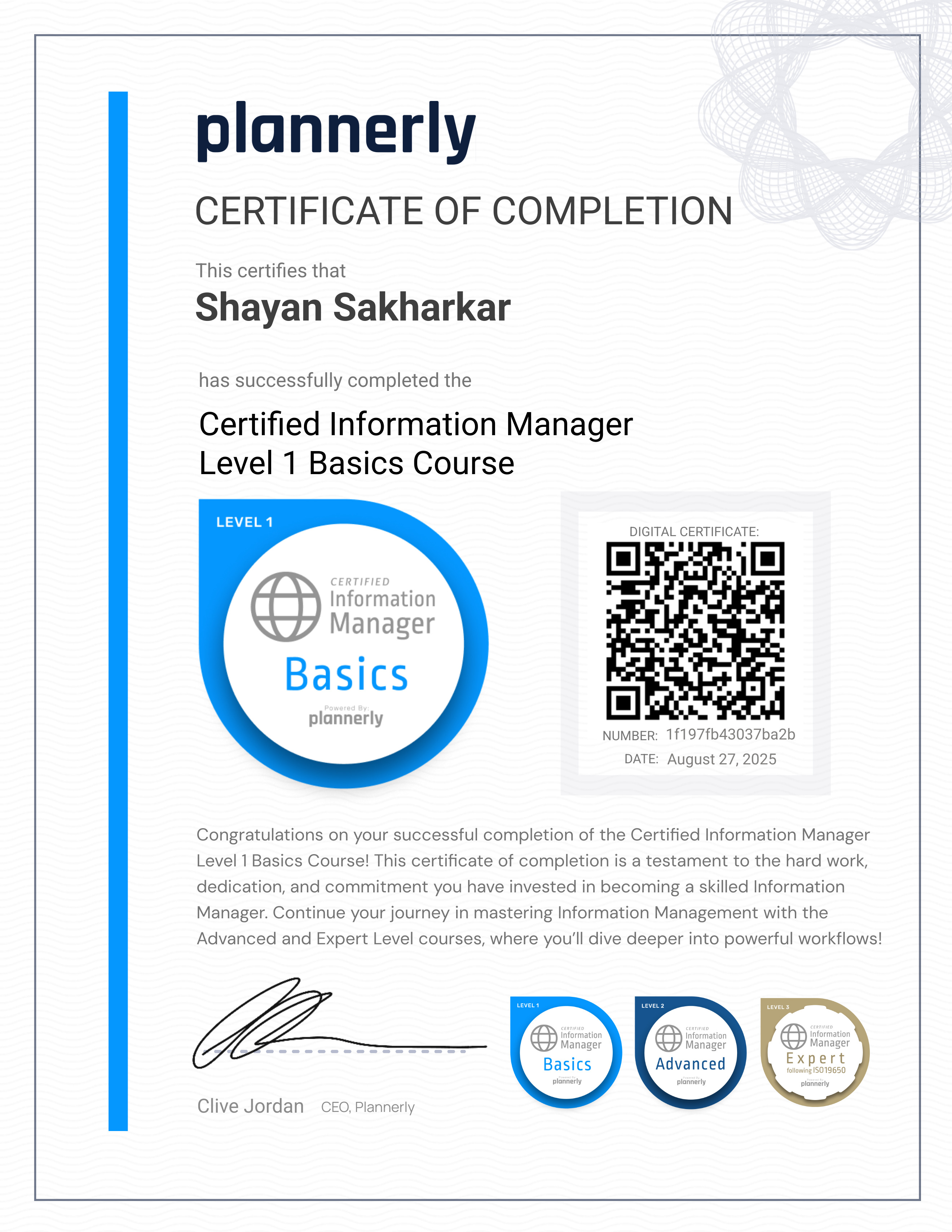 Level 1 Information Manager - Basics