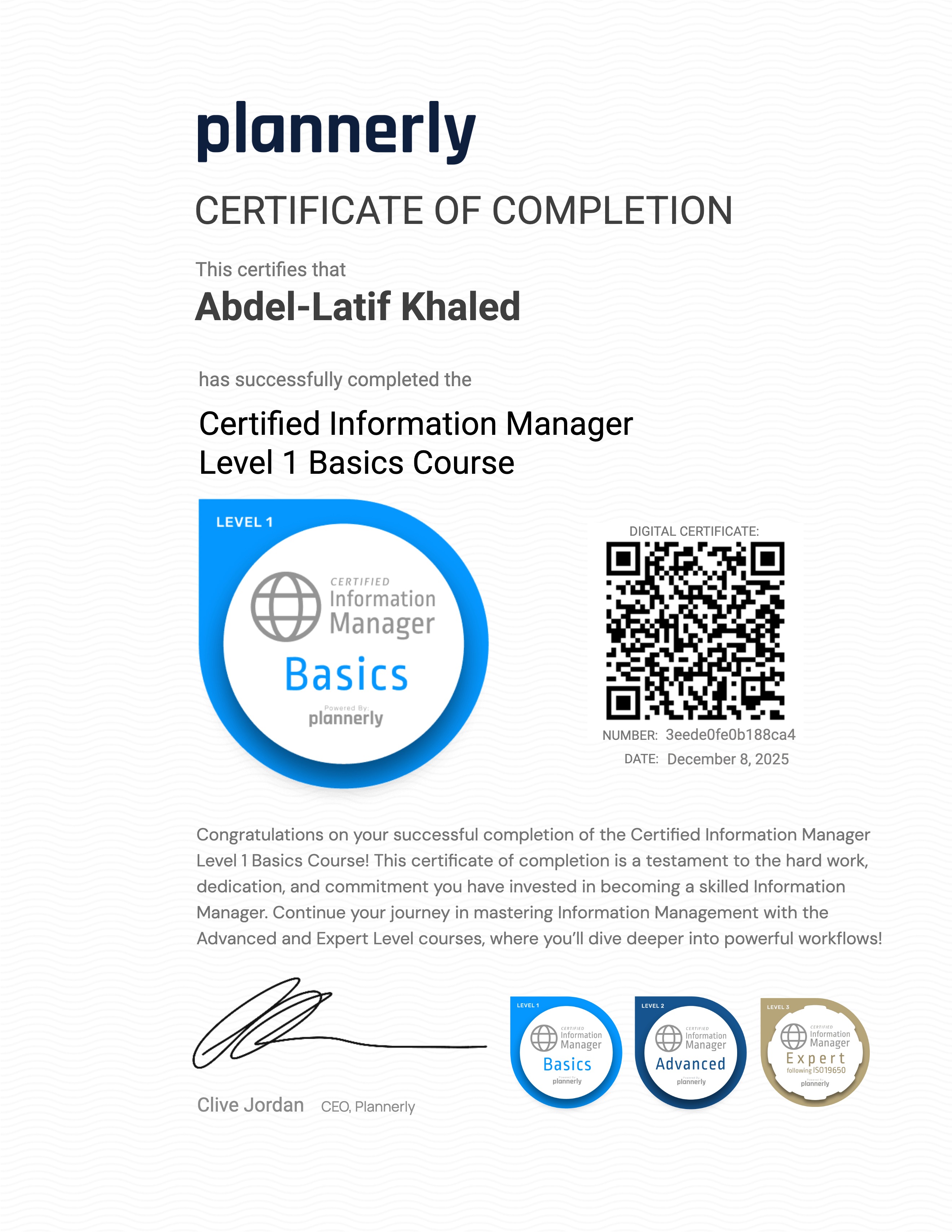 Level 1 Information Manager - Basics