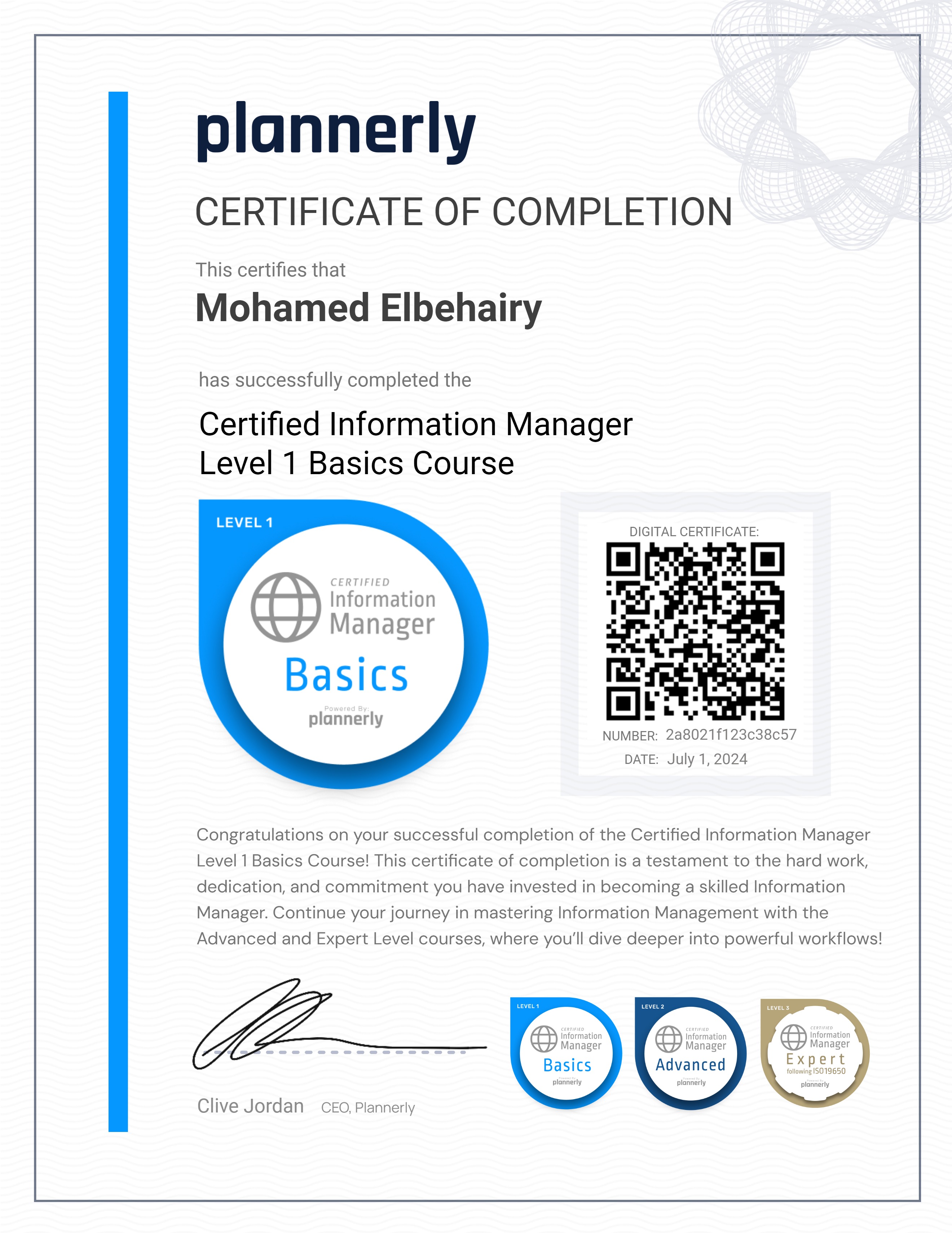 Level 1 Information Manager - Basics