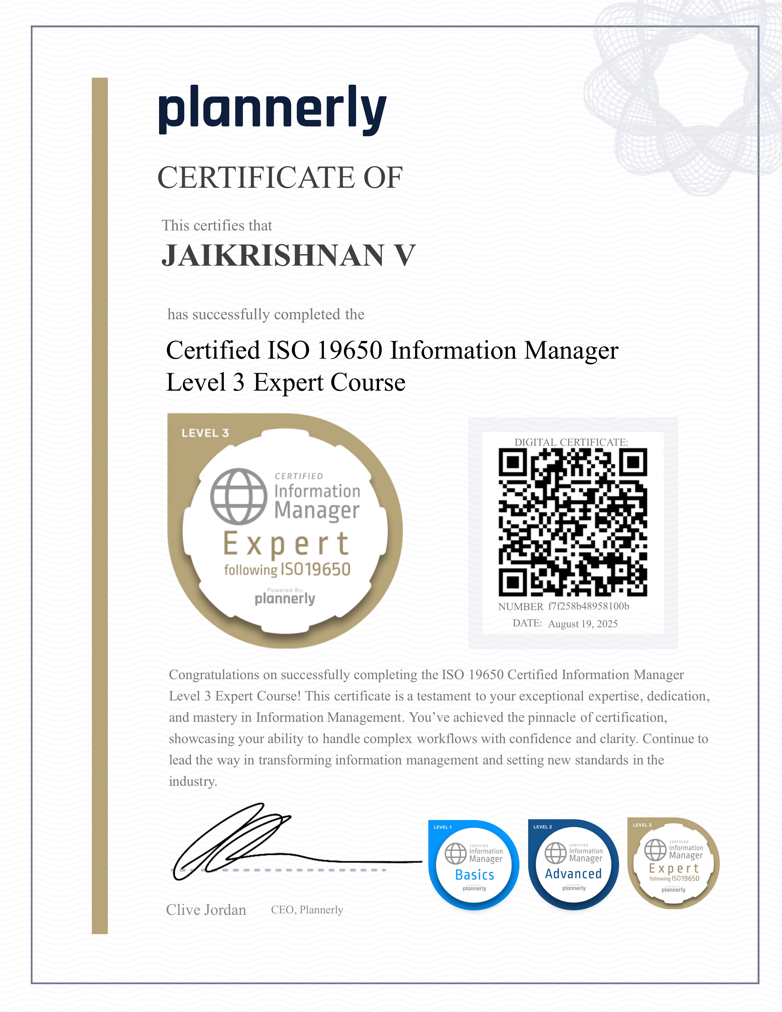 Level 3 Information Manager - ISO 19650 Expert