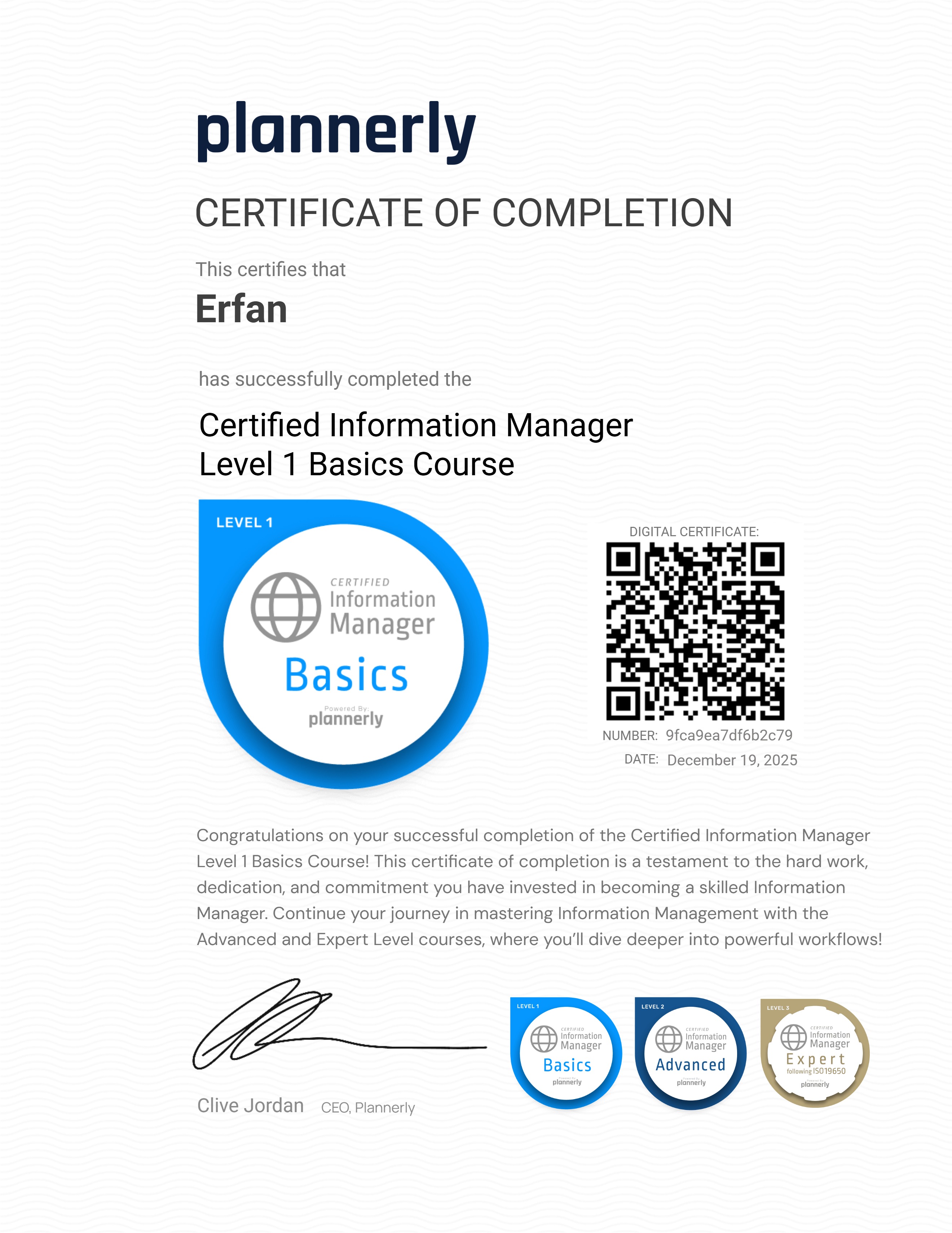 Level 1 Information Manager - Basics