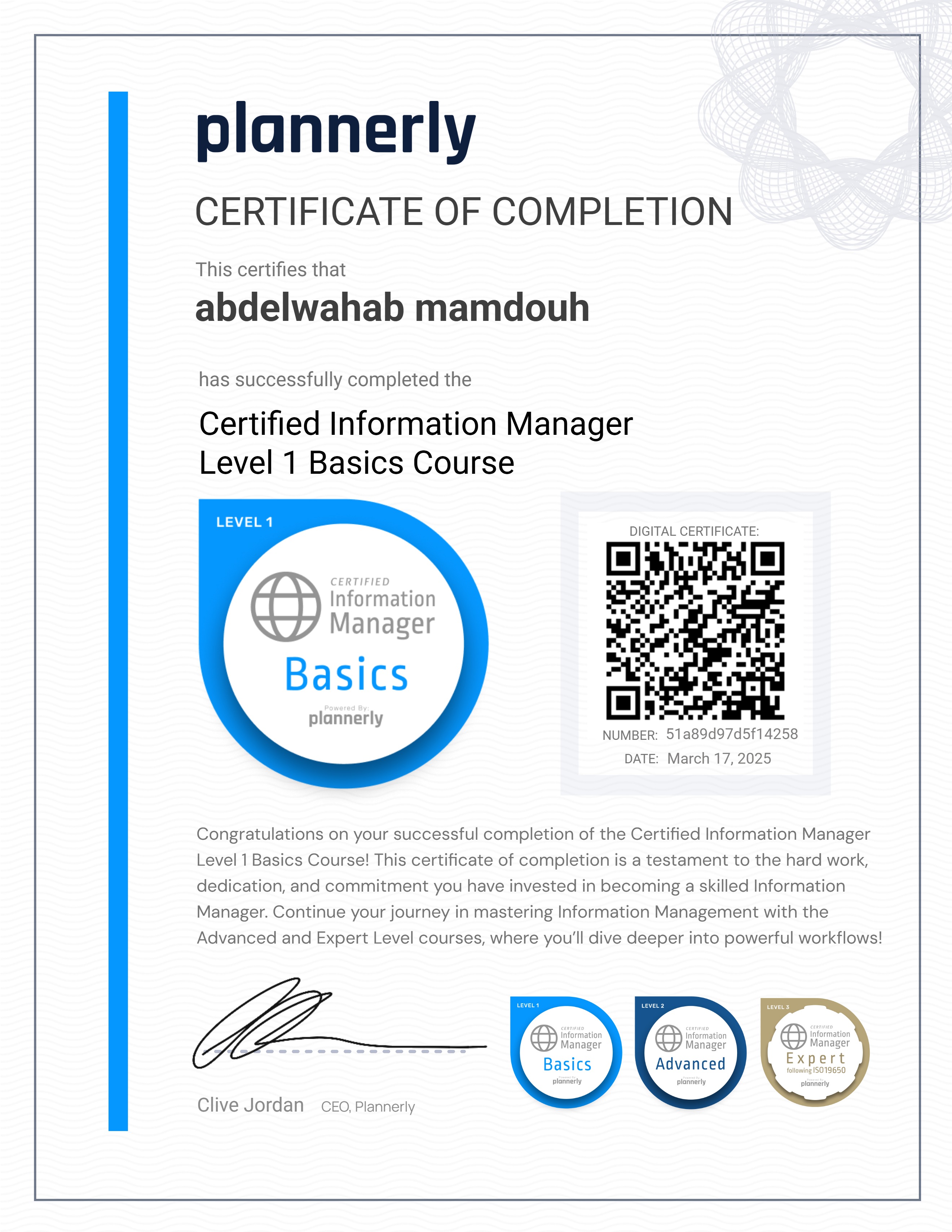 Level 1 Information Manager - Basics