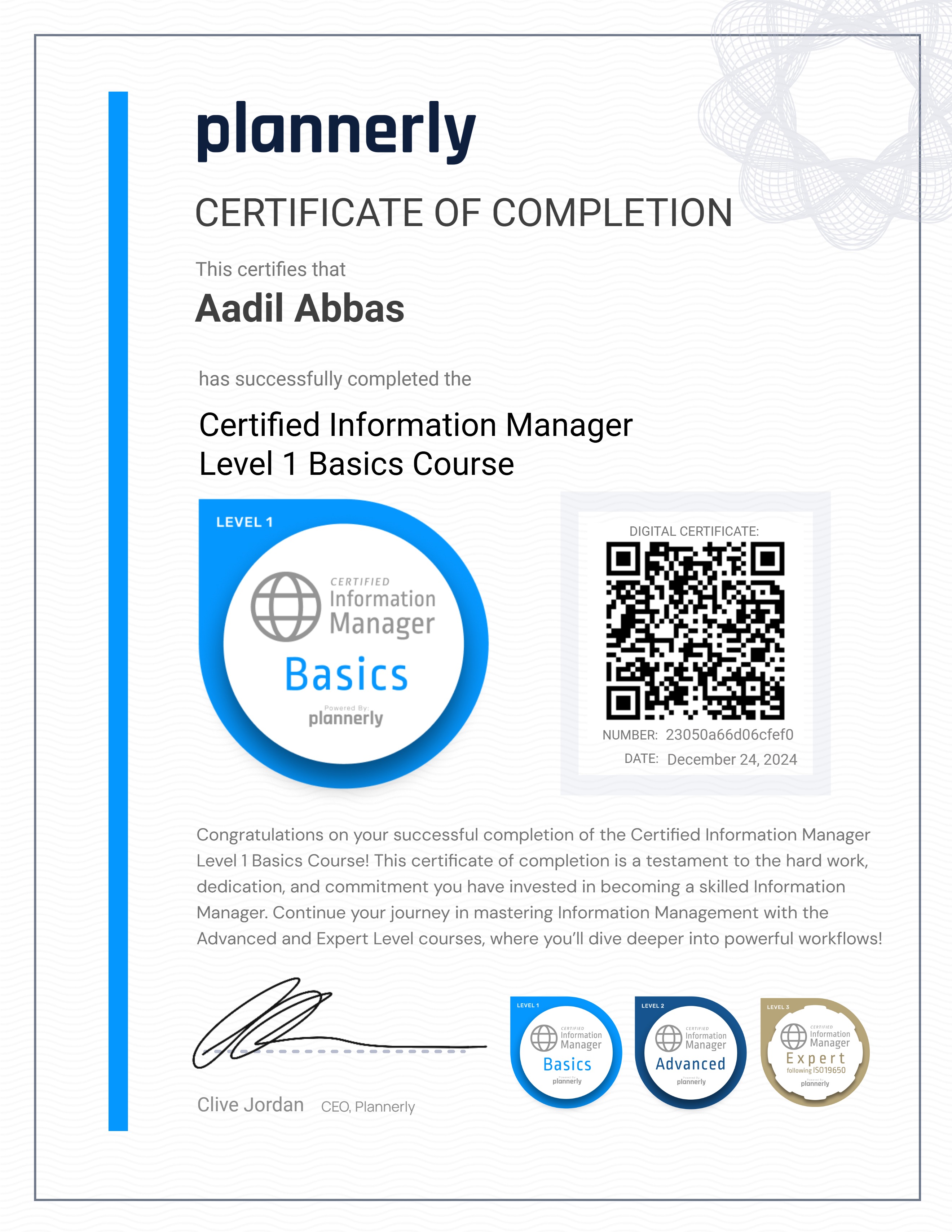 Level 1 Information Manager - Basics