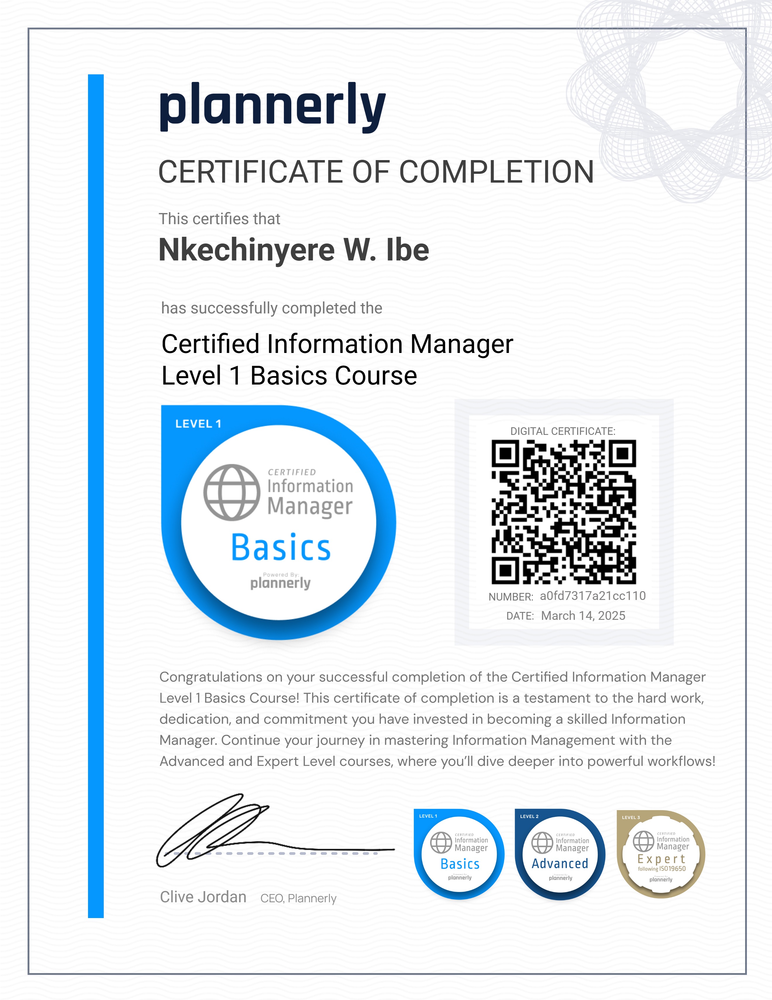 Level 1 Information Manager - Basics