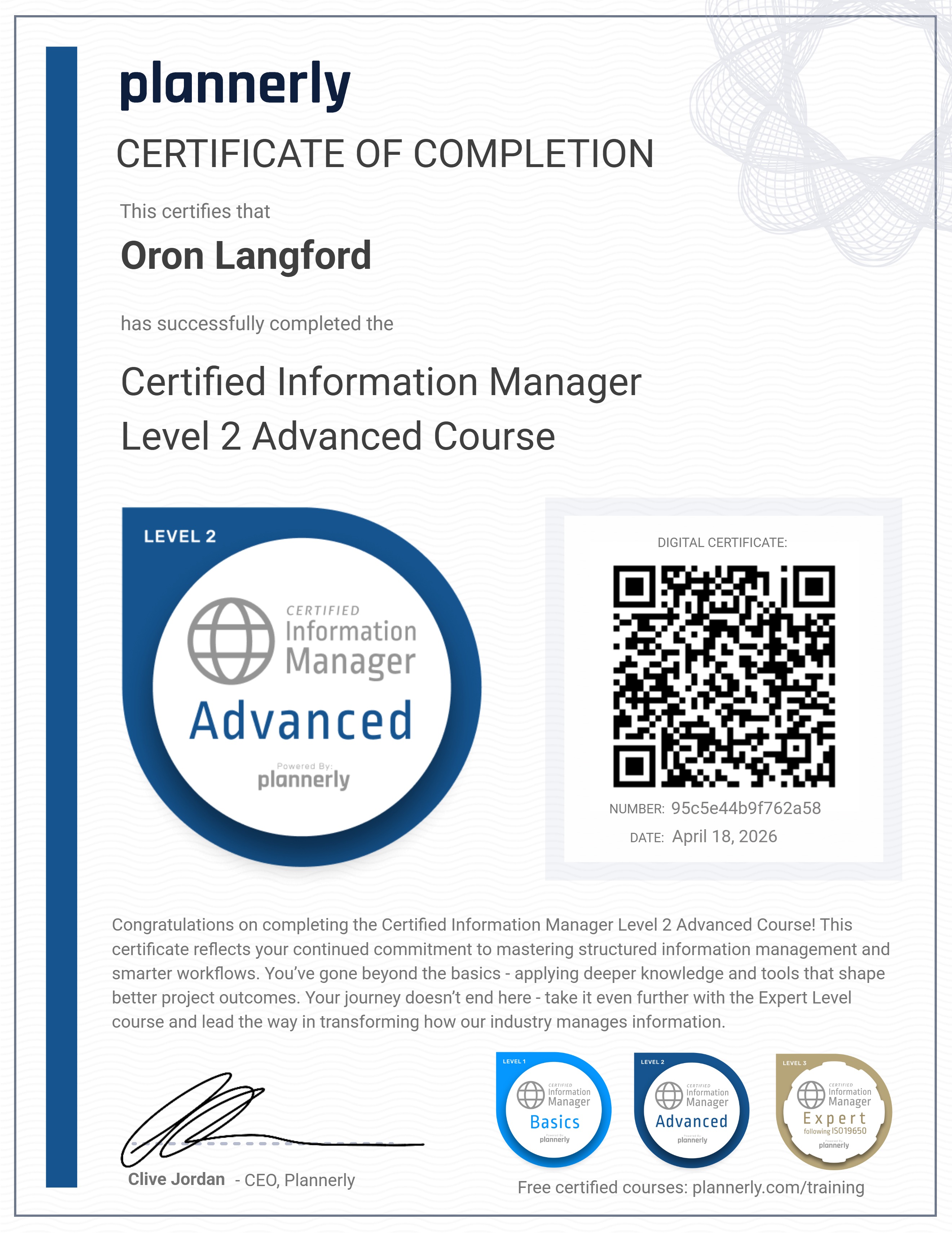 Level 2 Information Manager - Advanced