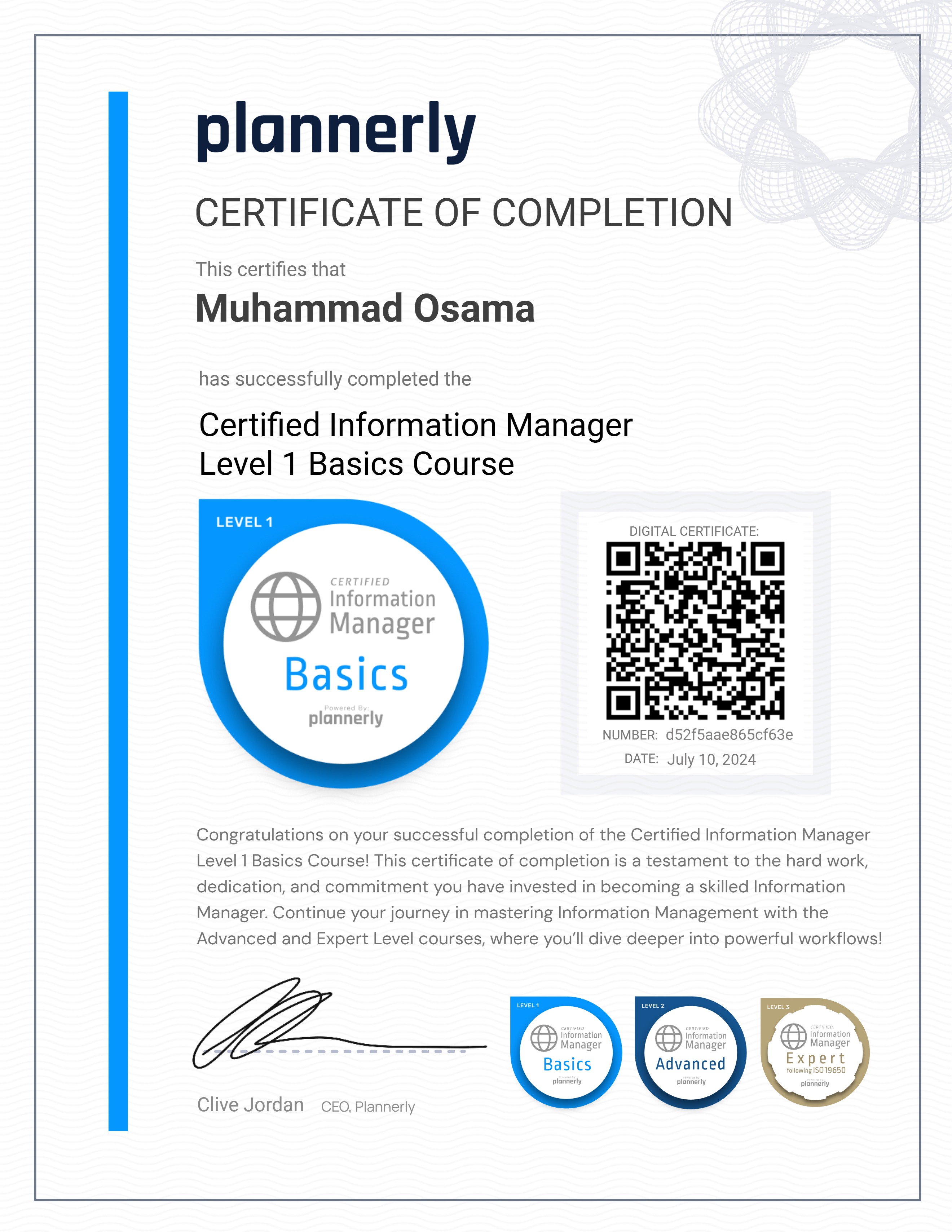 Level 1 Information Manager - Basics