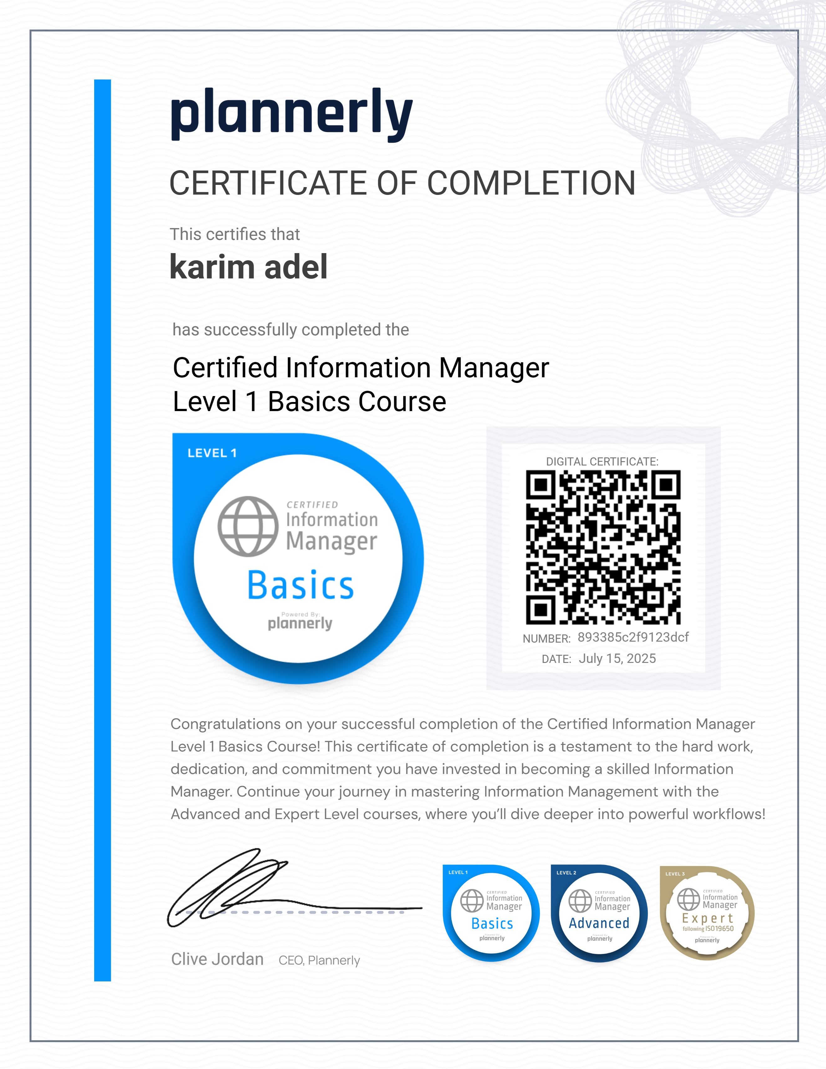 Level 1 Information Manager - Basics