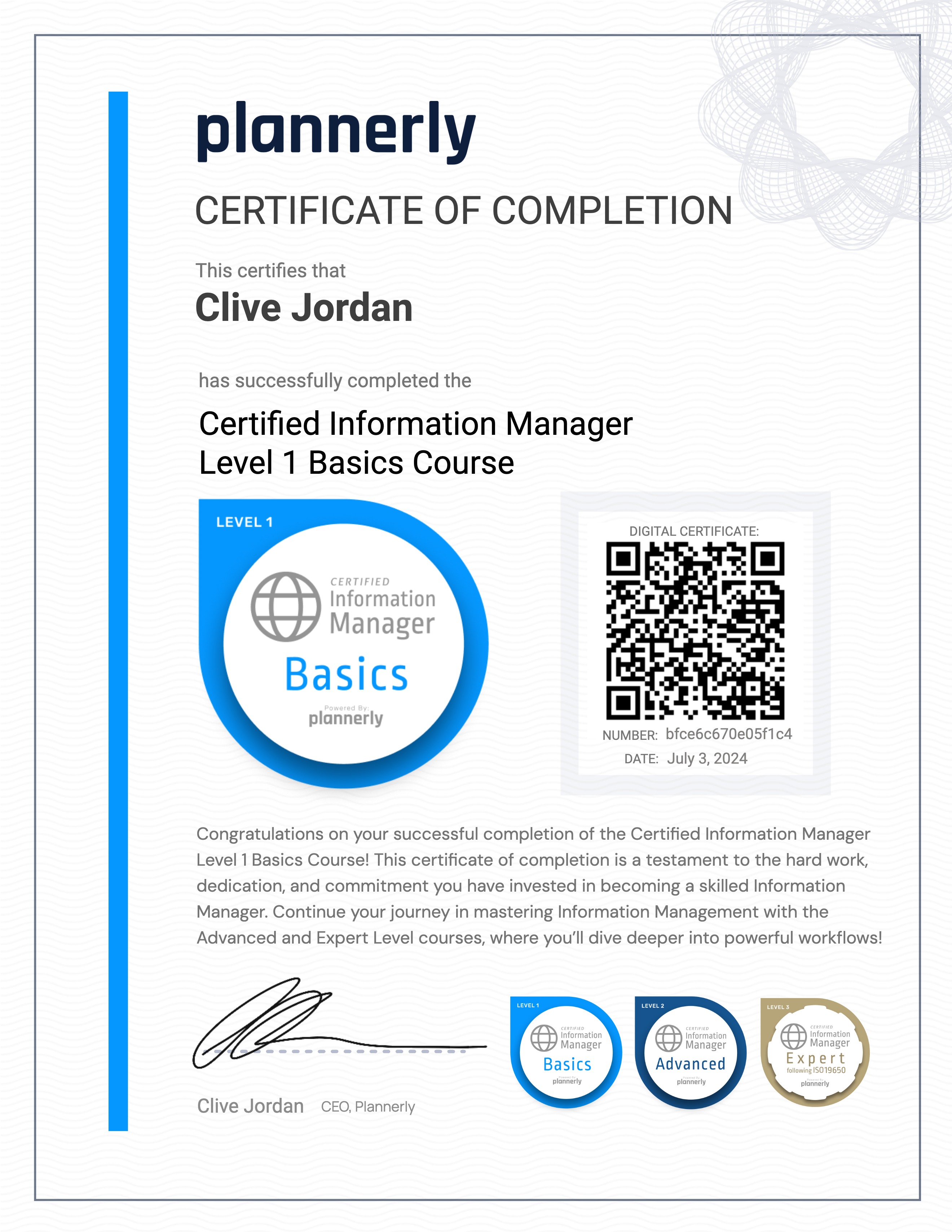 Level 1 Information Manager - Basics