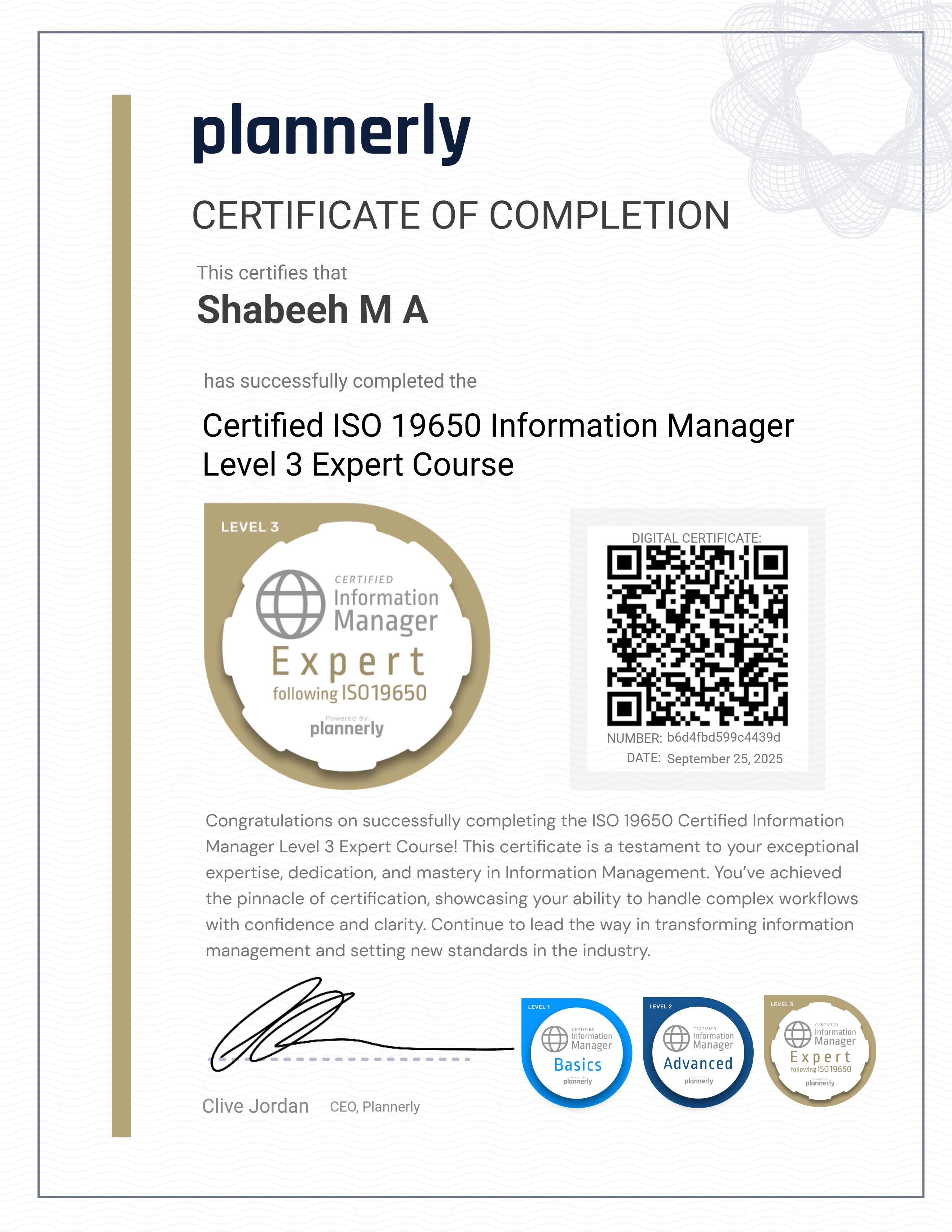 Level 3 Information Manager - ISO 19650 Expert
