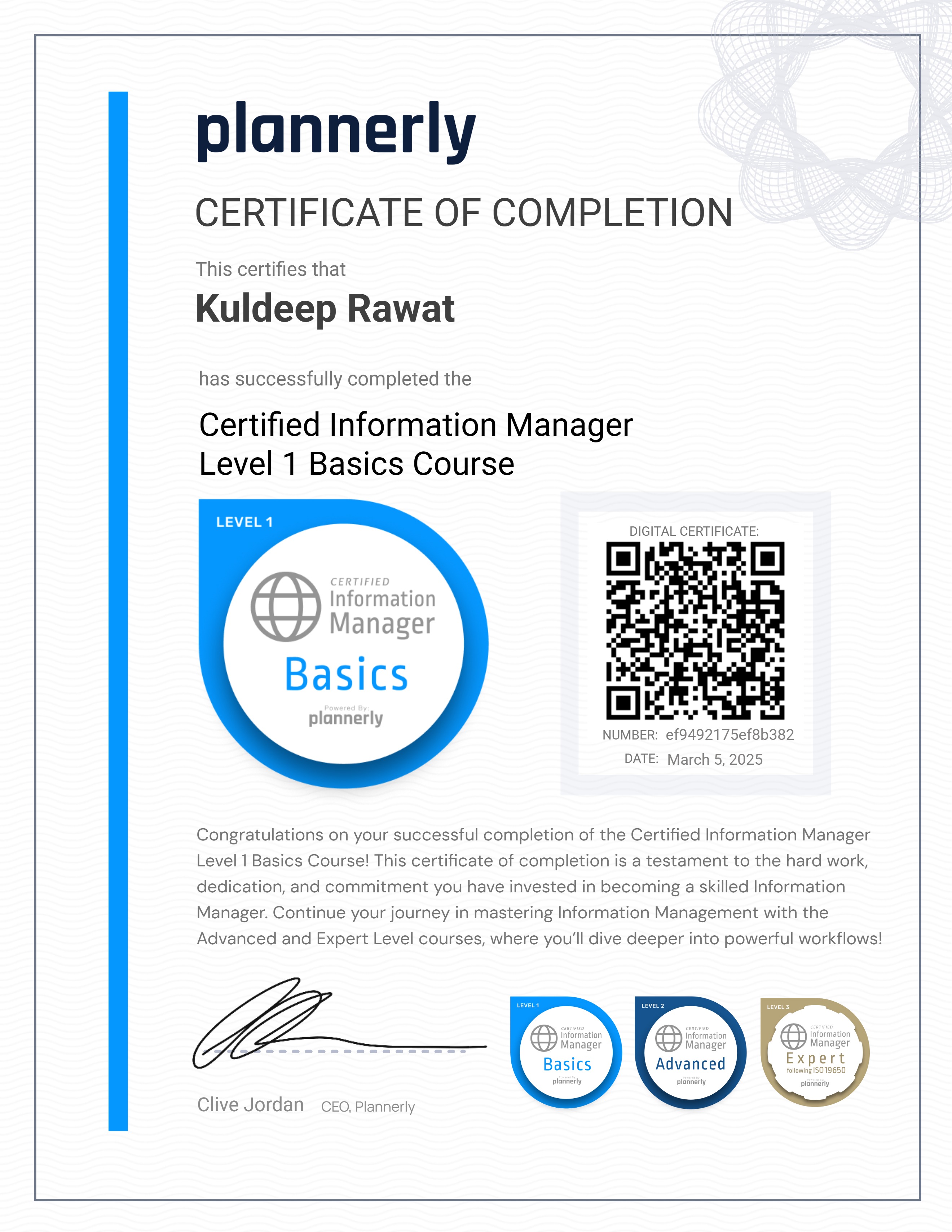 Level 1 Information Manager - Basics