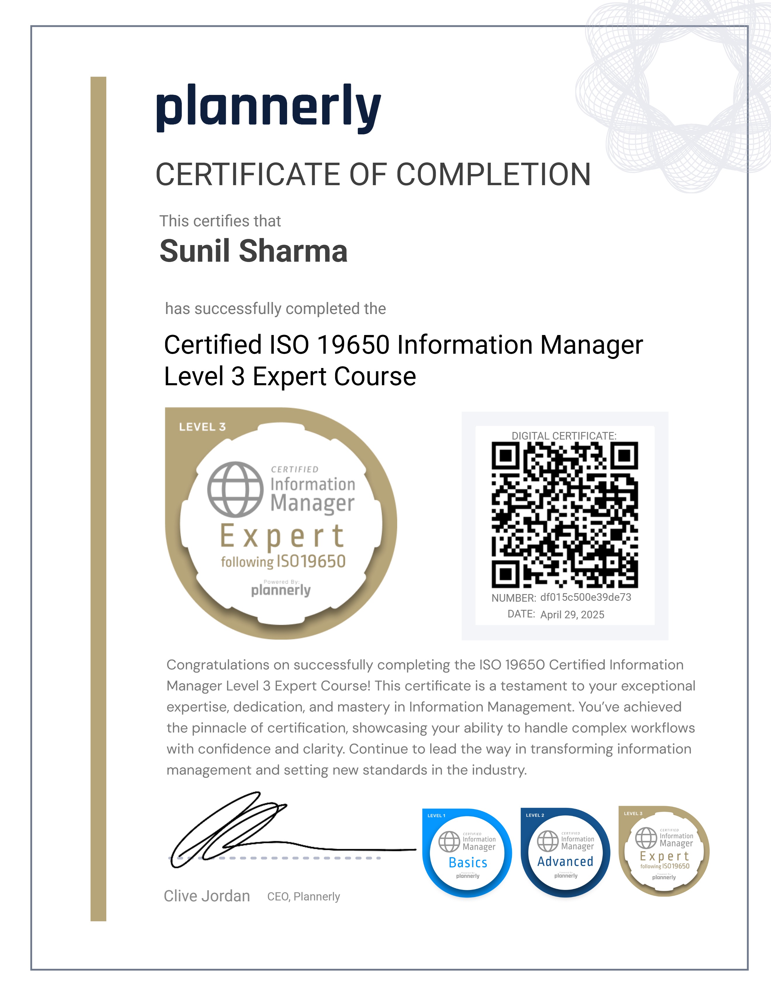 Level 3 Information Manager - ISO 19650 Expert