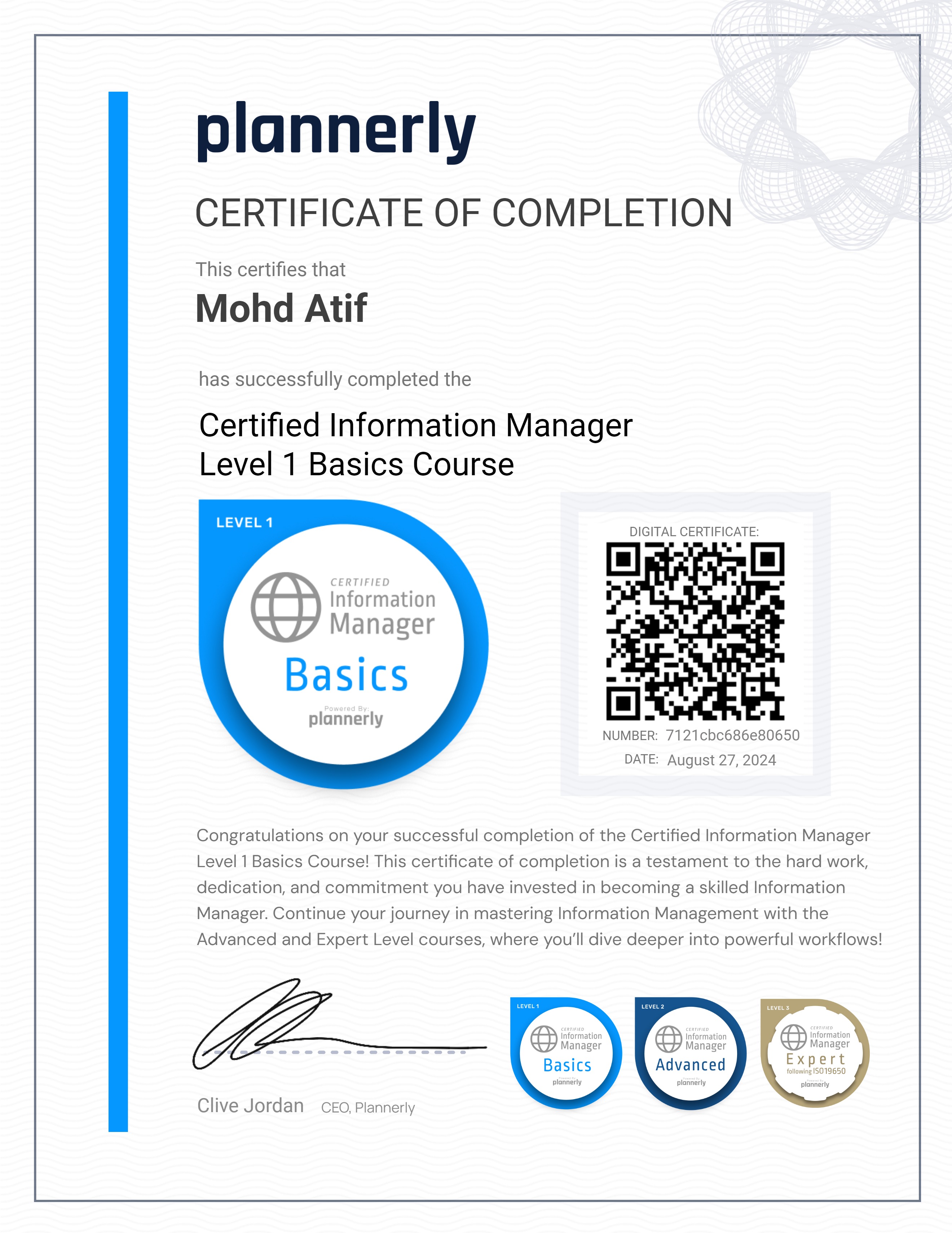 Level 1 Information Manager - Basics