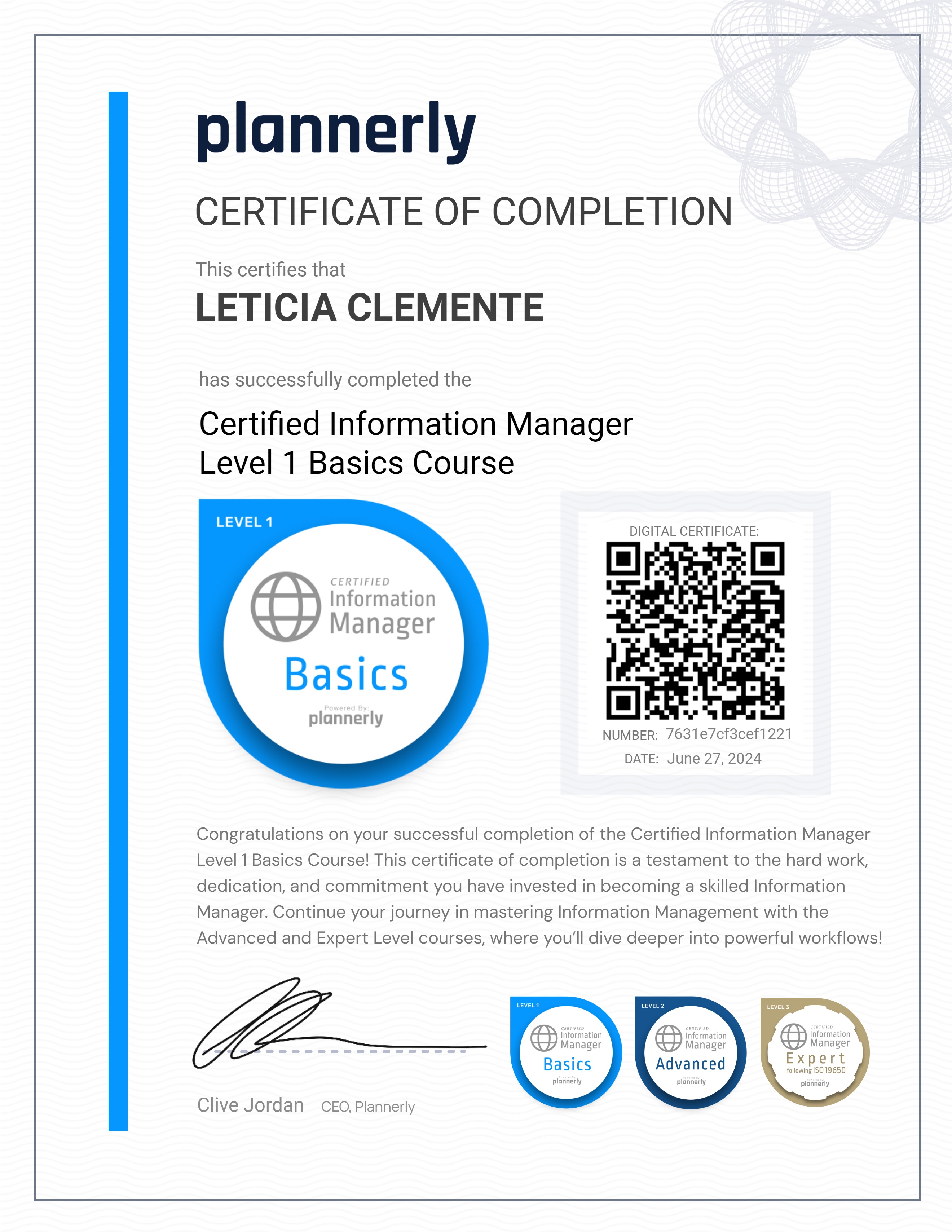 Level 1 Information Manager - Basics