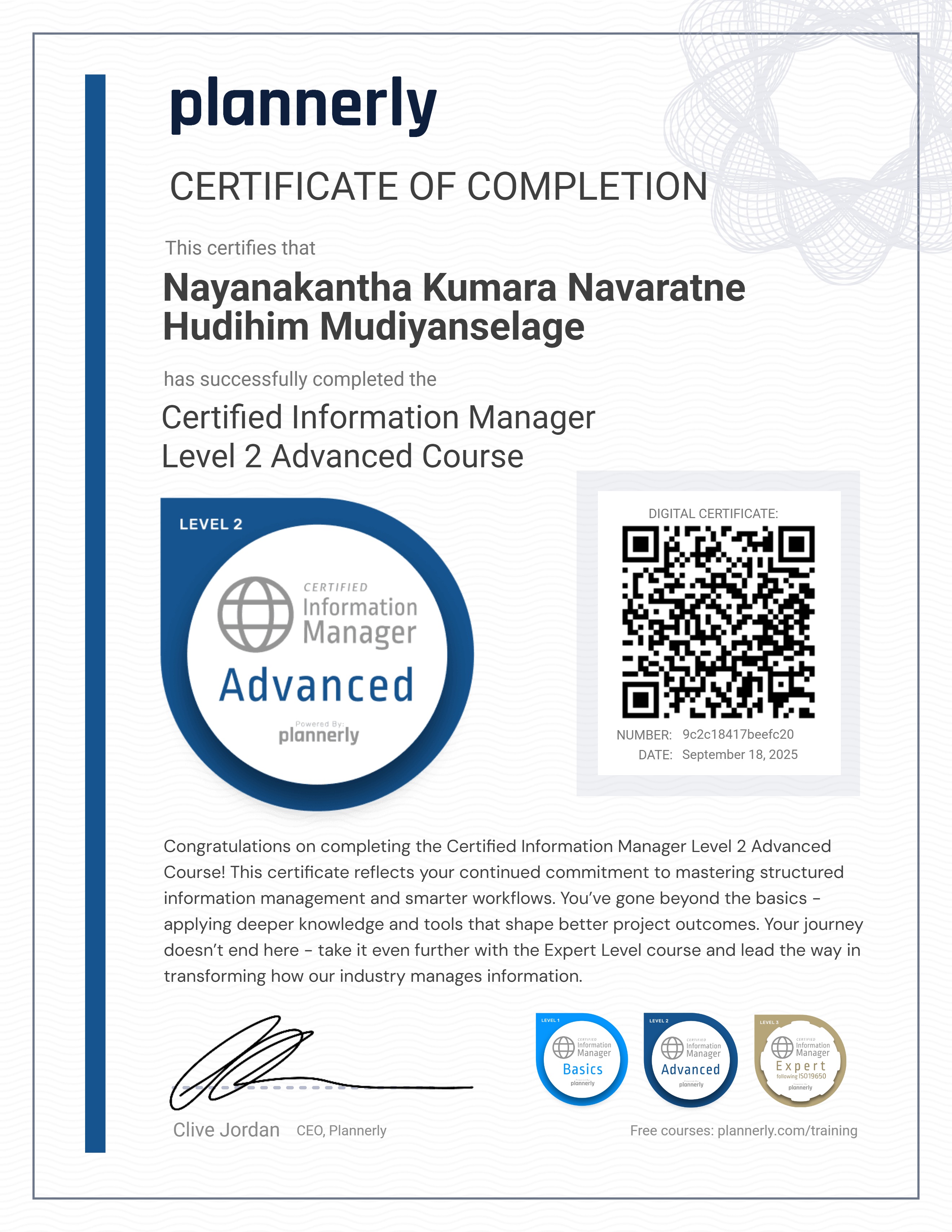 Level 2 Information Manager - Advanced