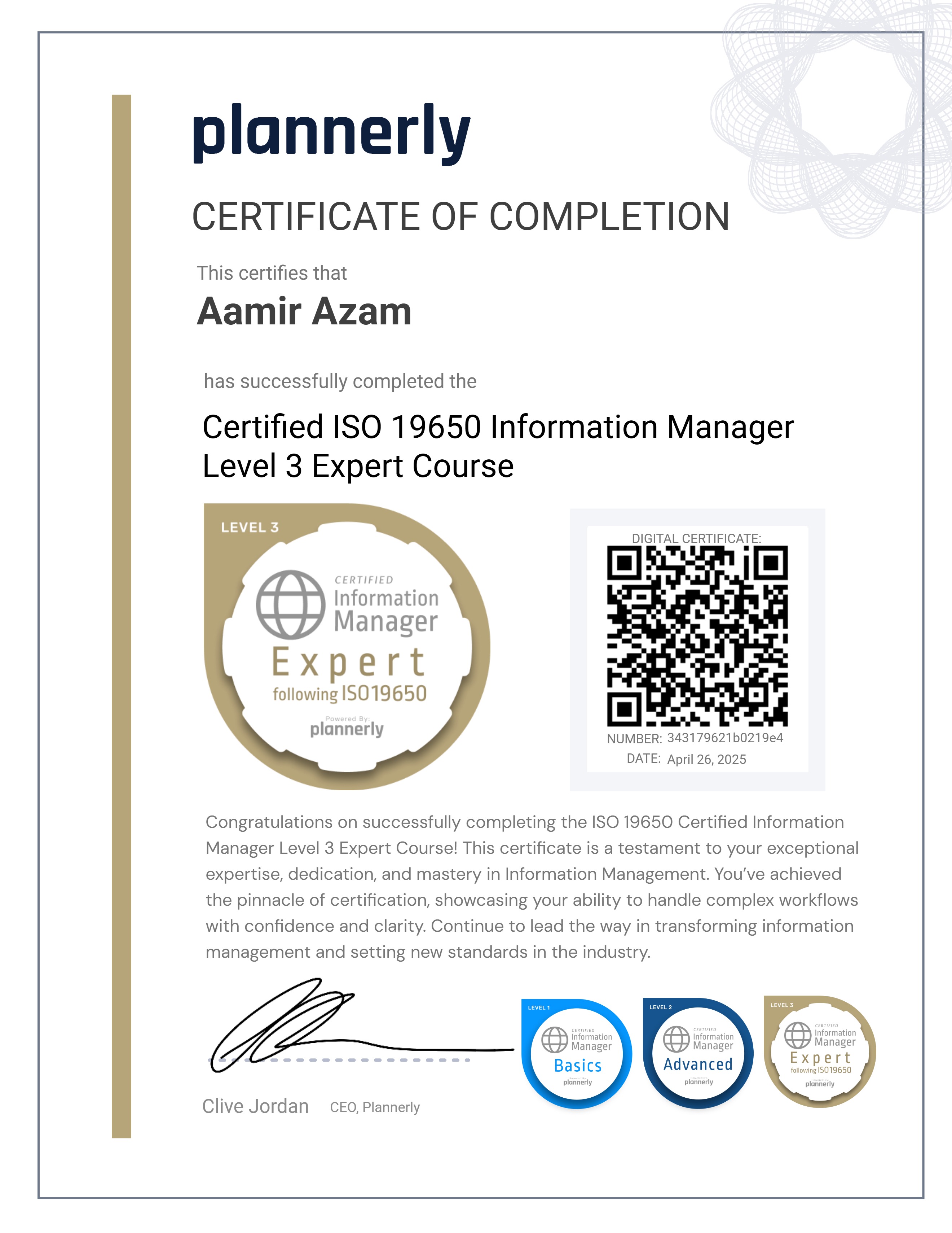 Level 3 Information Manager - ISO 19650 Expert