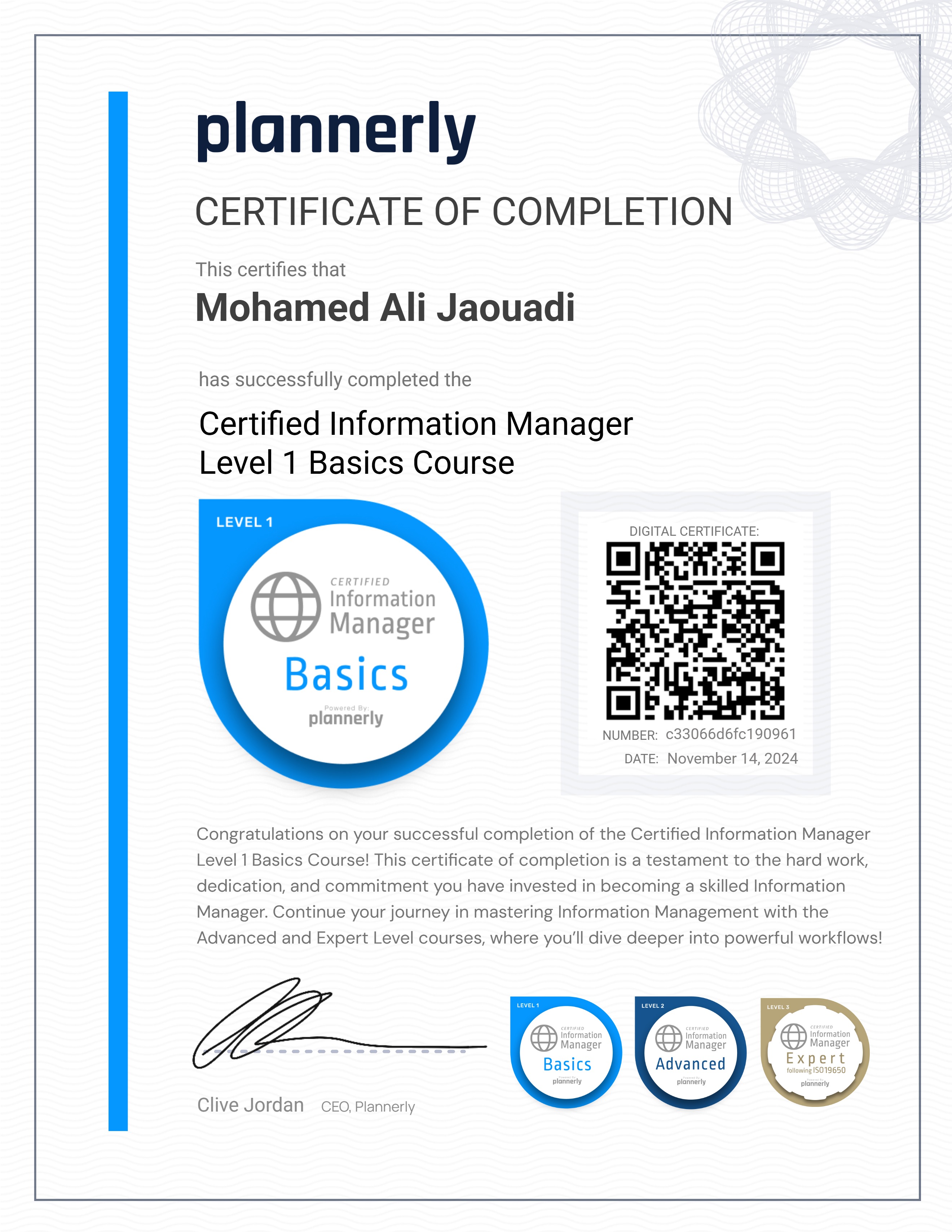 Level 1 Information Manager - Basics