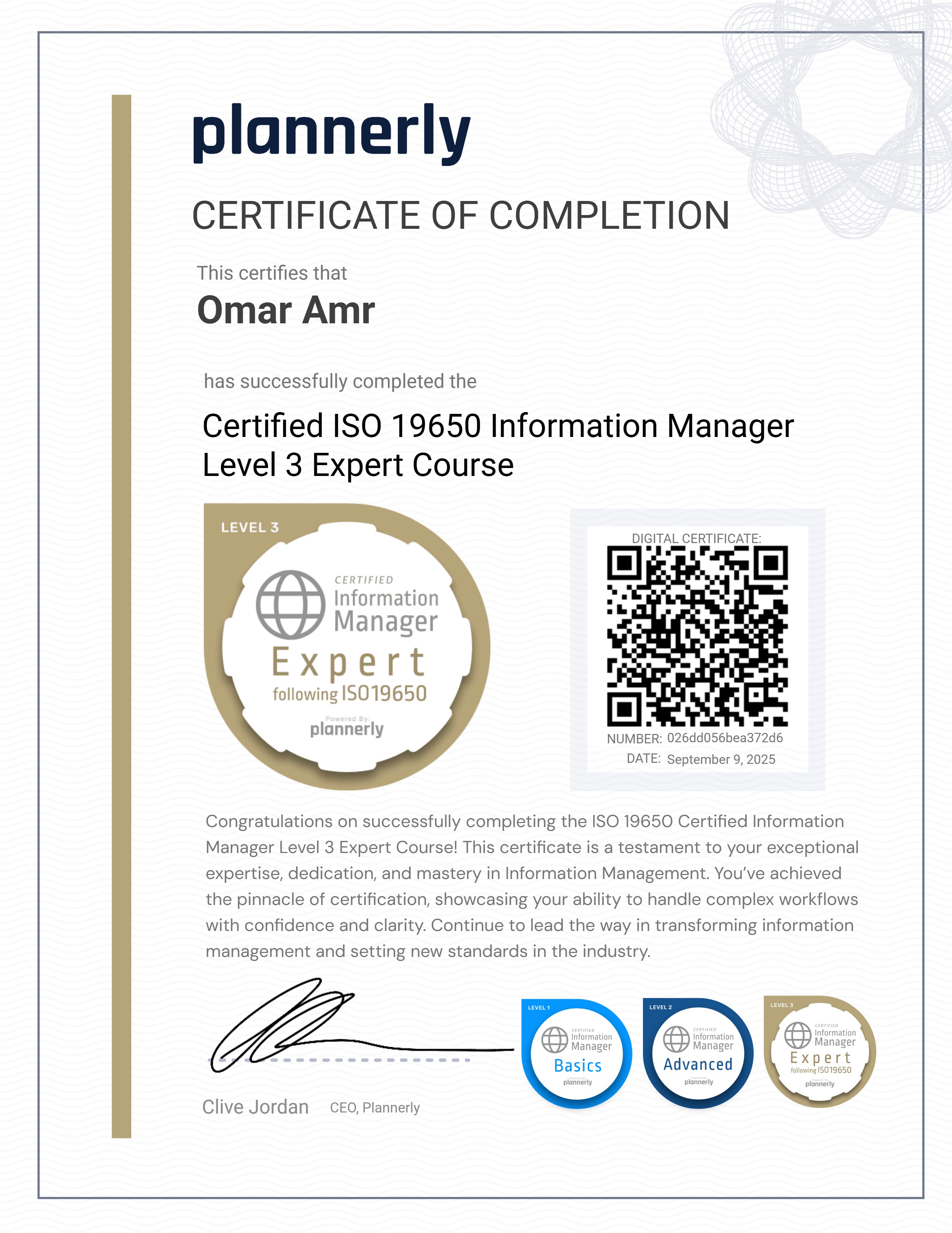 Level 3 Information Manager - ISO 19650 Expert