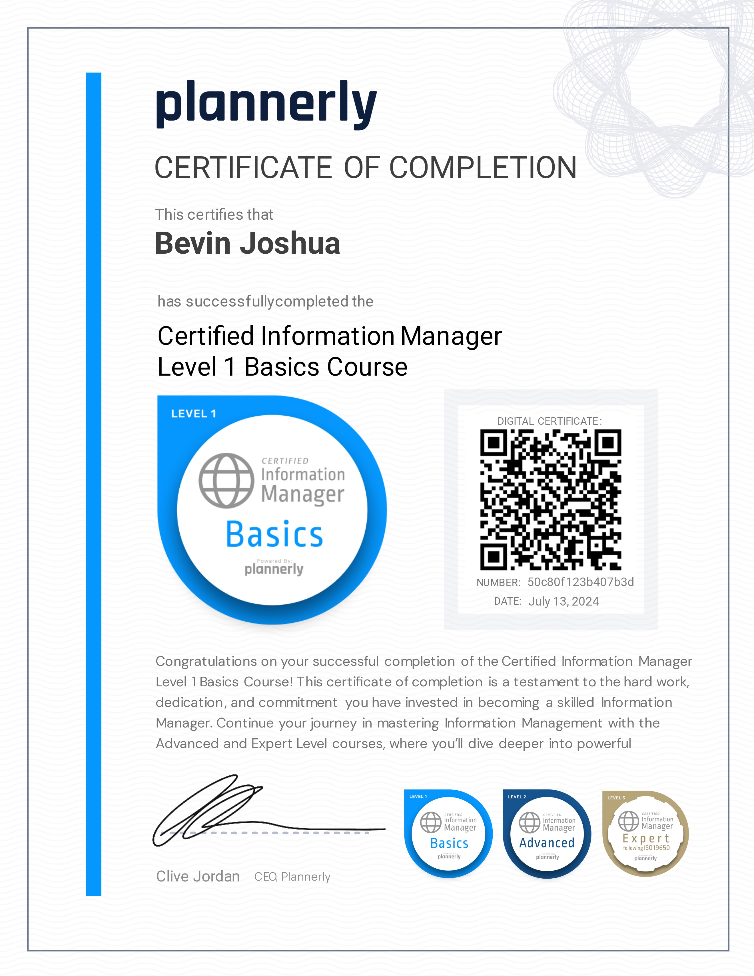 Level 1 Information Manager - Basics