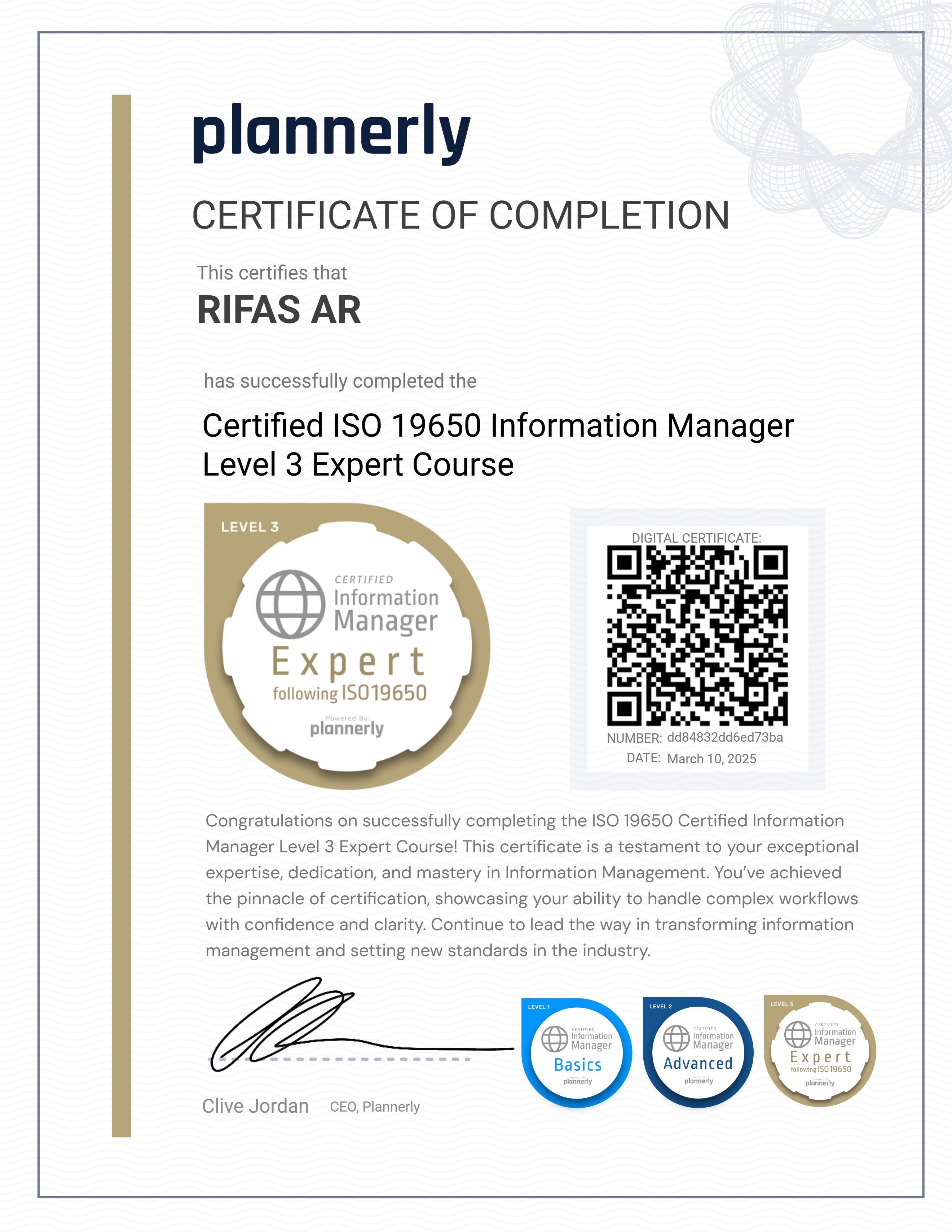 Level 3 Information Manager - ISO 19650 Expert