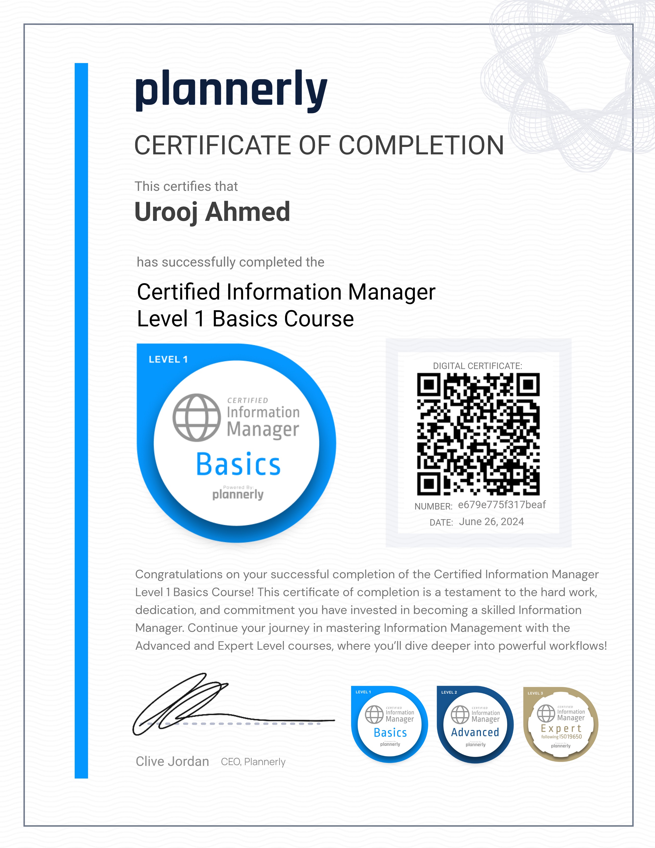 Level 1 Information Manager - Basics