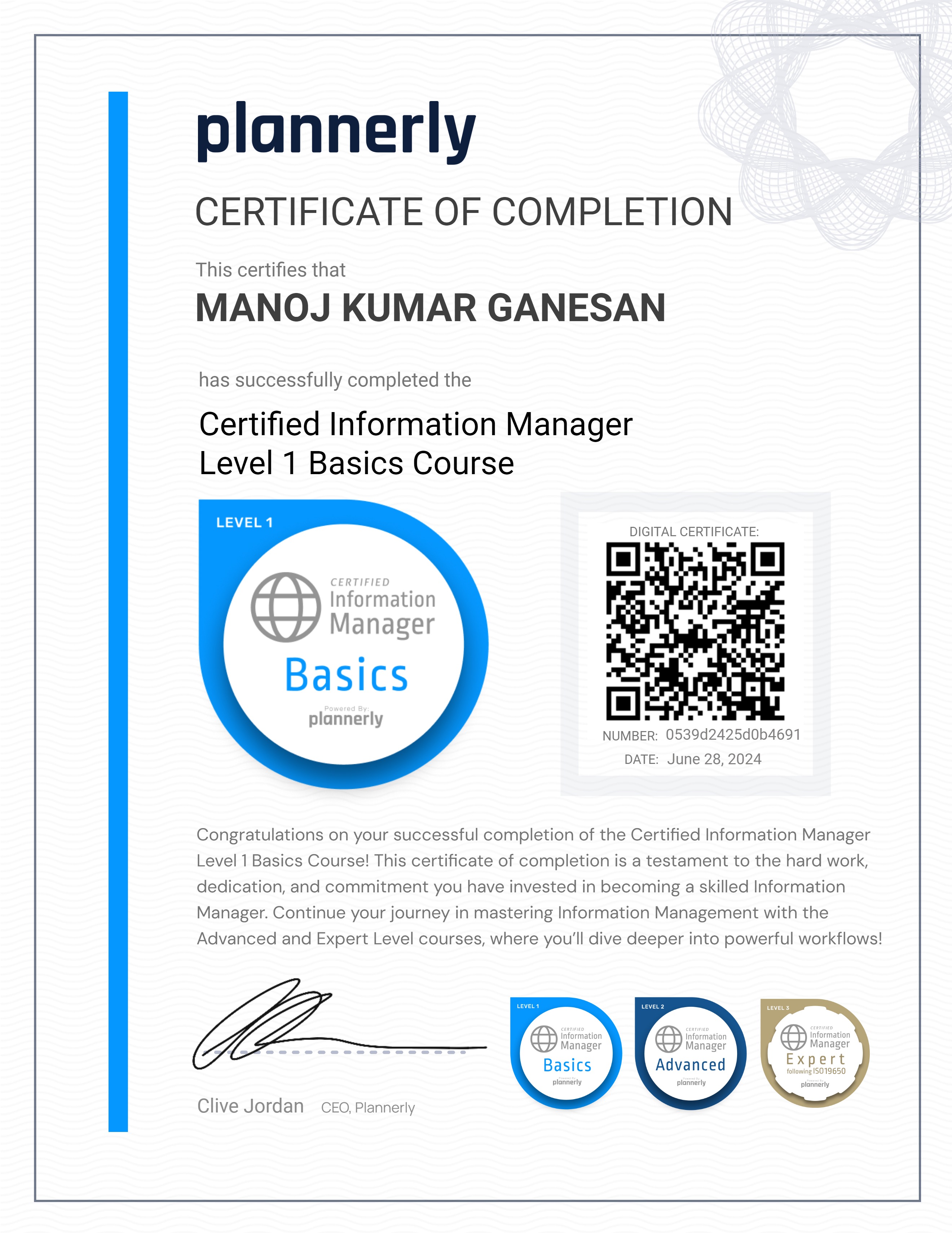 Level 1 Information Manager - Basics