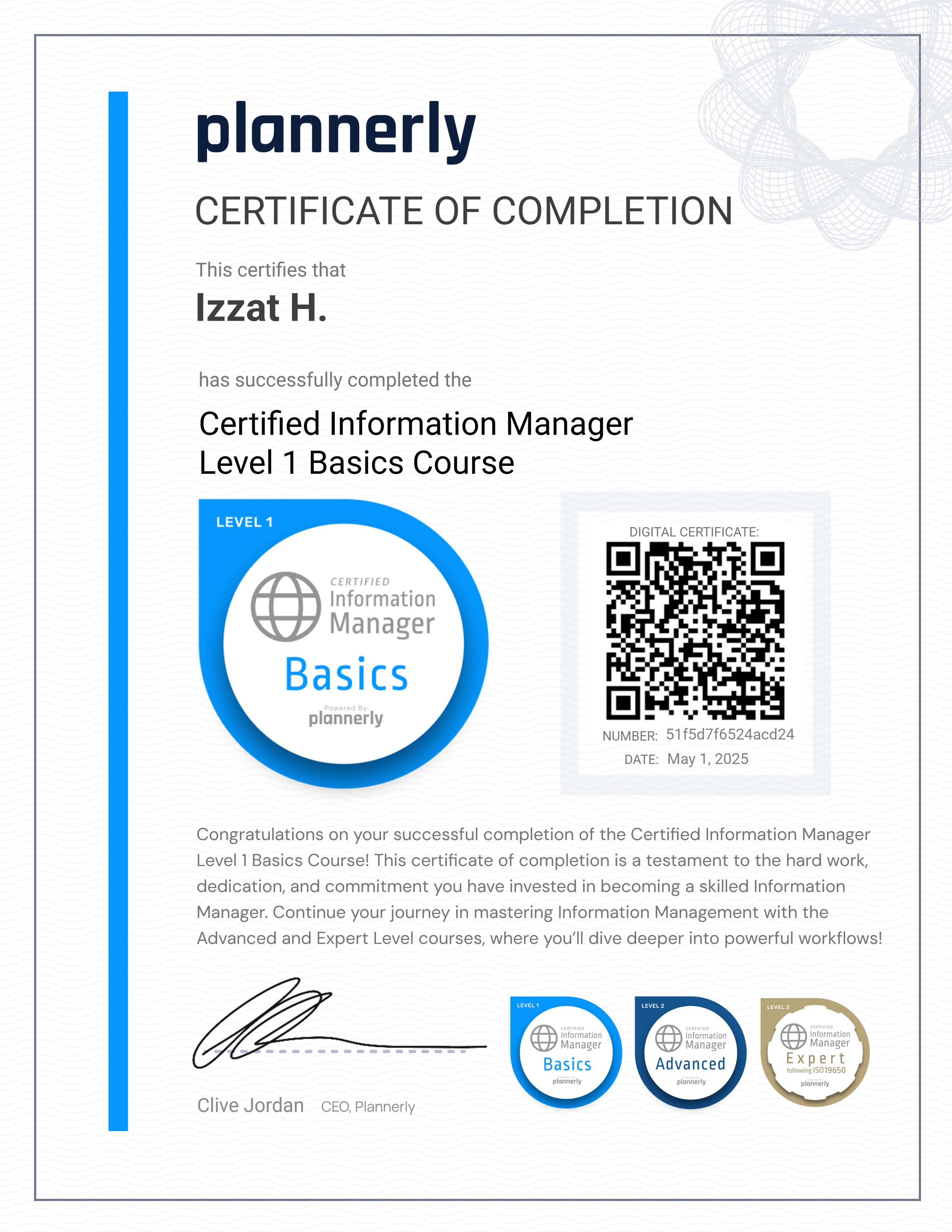 Level 1 Information Manager - Basics