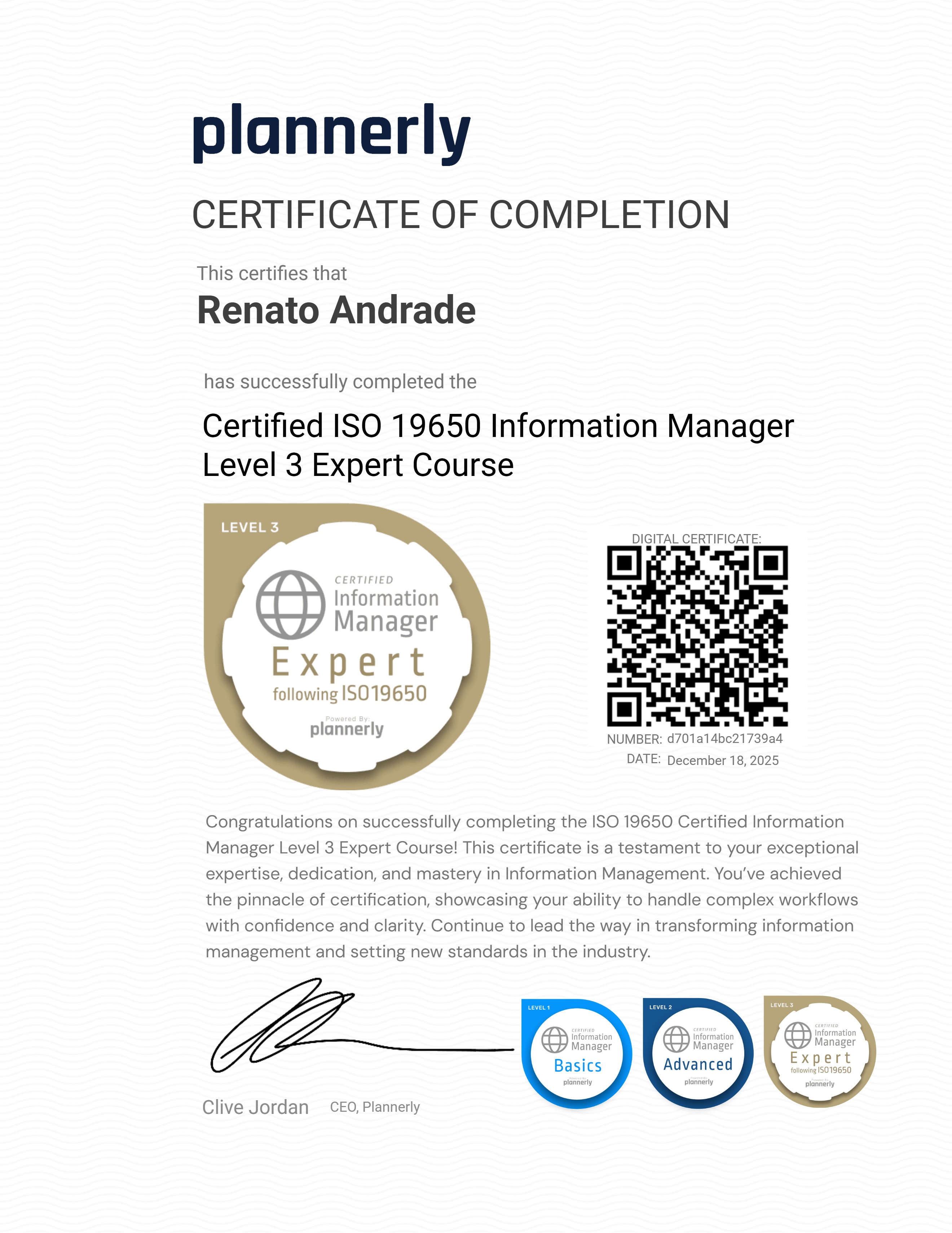 Level 3 Information Manager - ISO 19650 Expert
