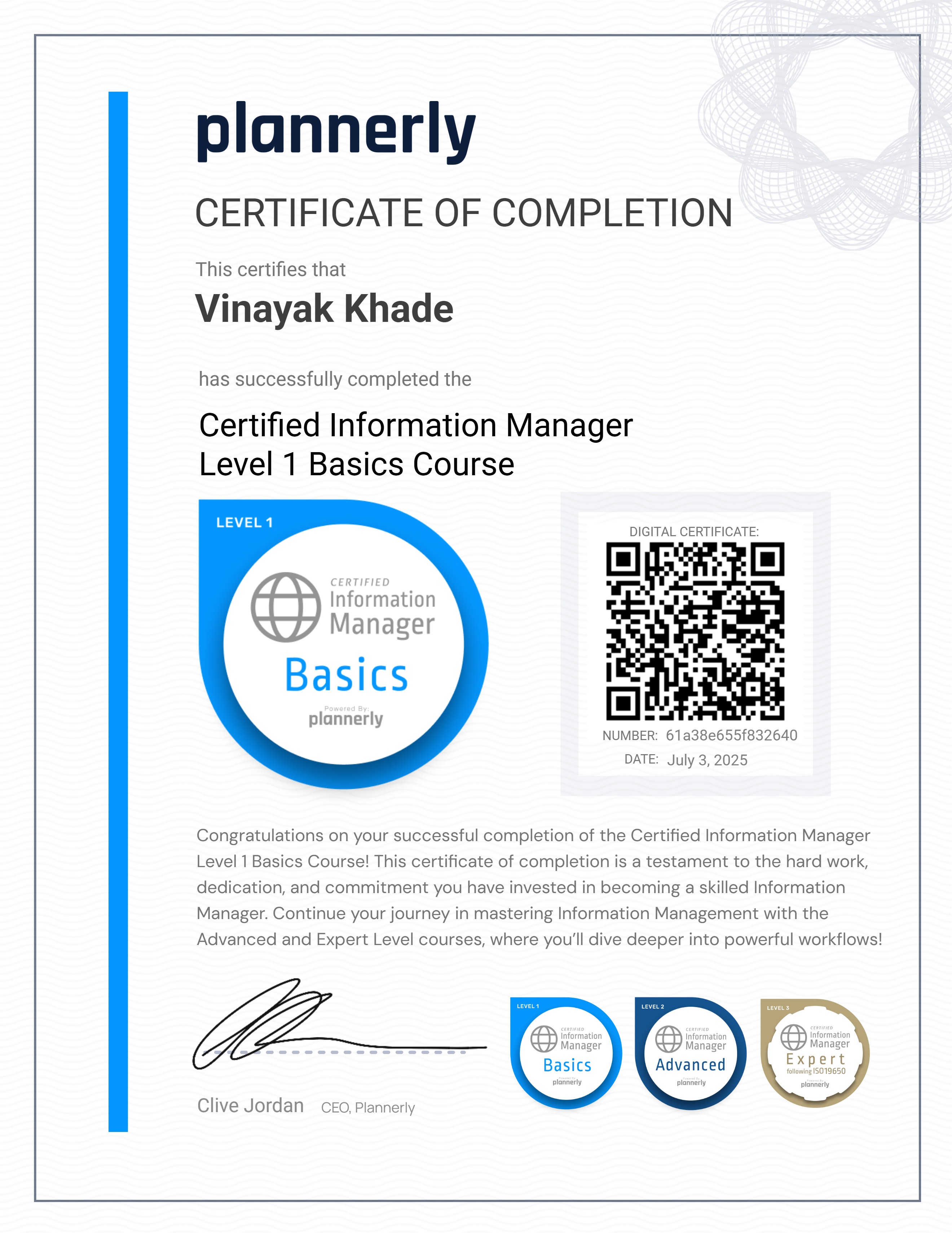 Level 1 Information Manager - Basics