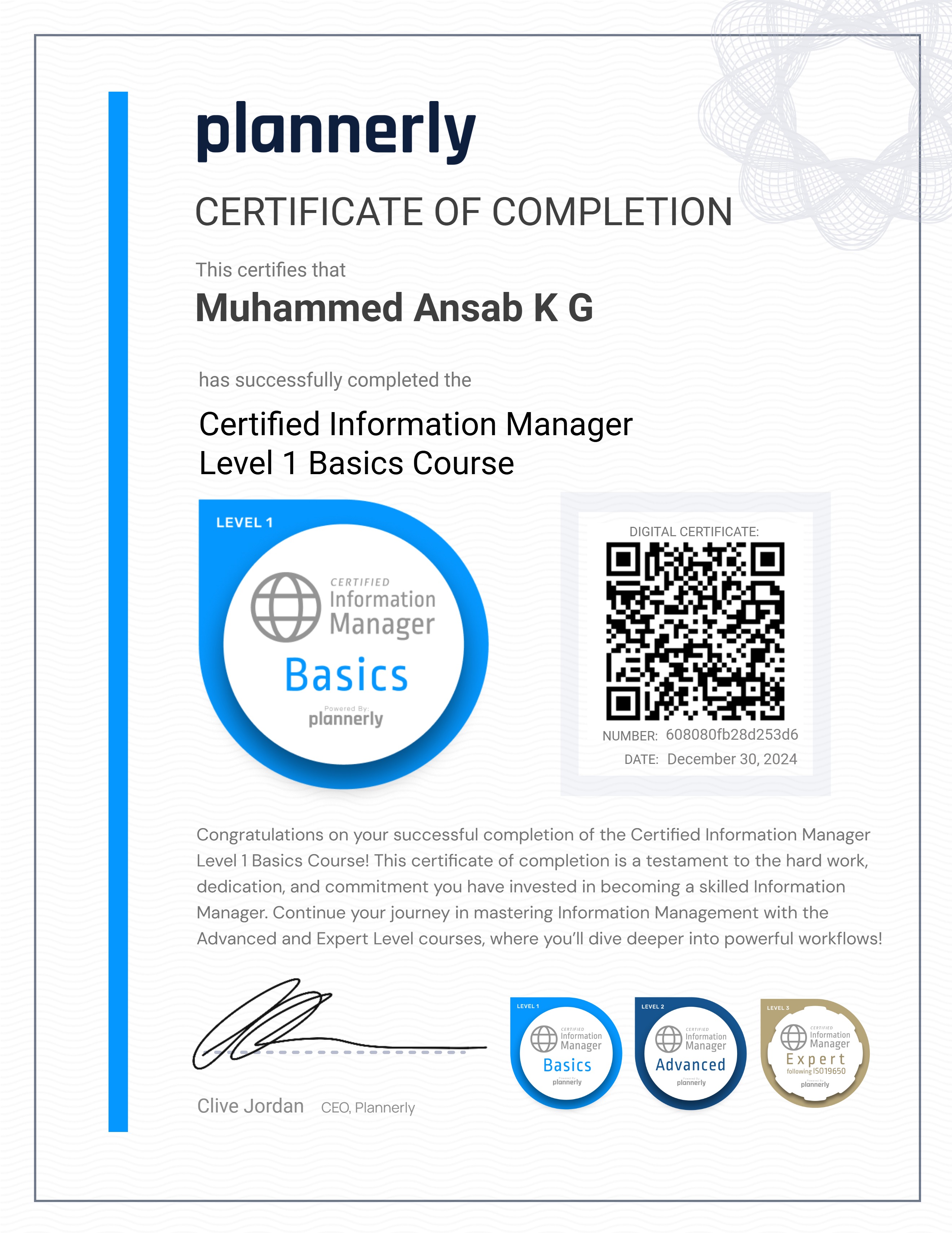 Level 1 Information Manager - Basics