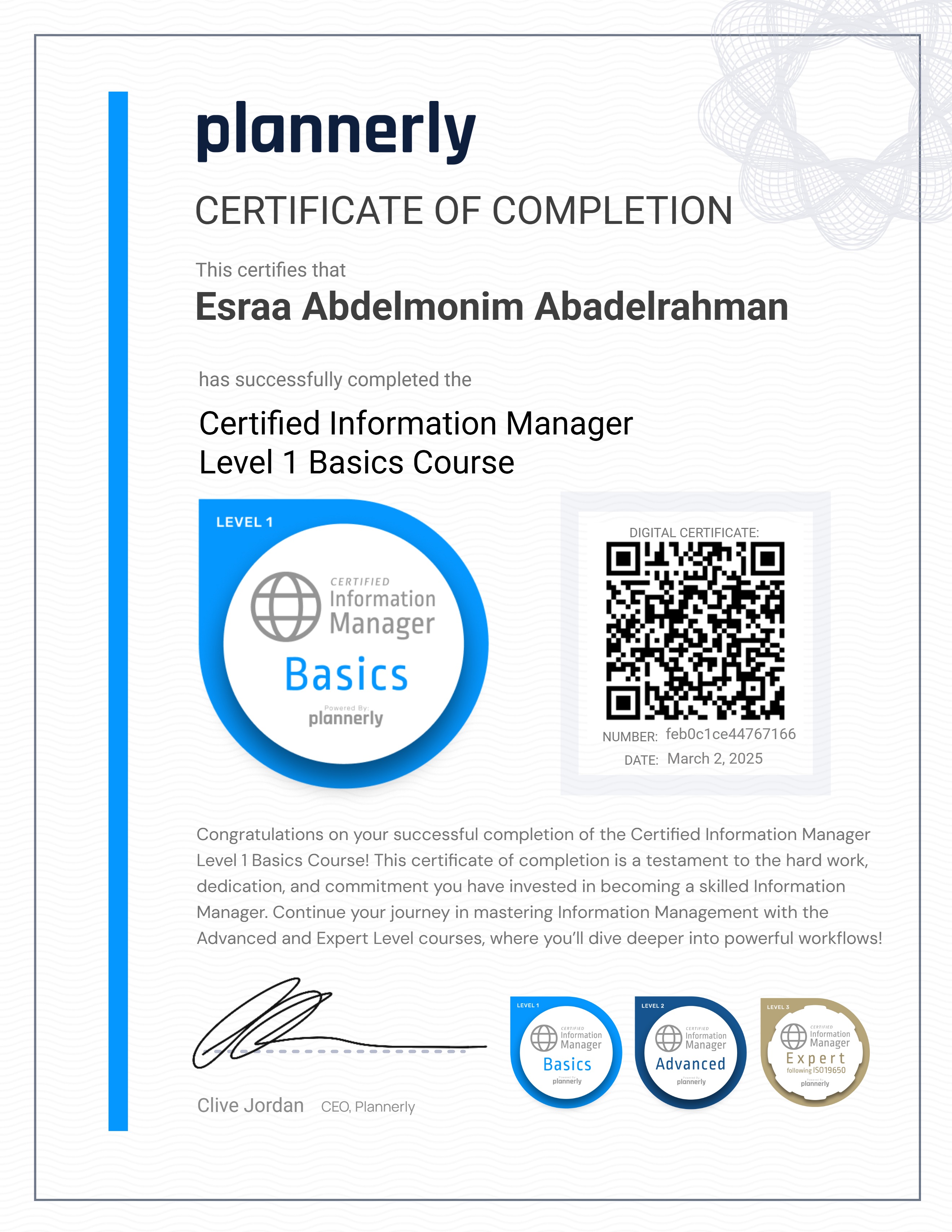 Level 1 Information Manager - Basics