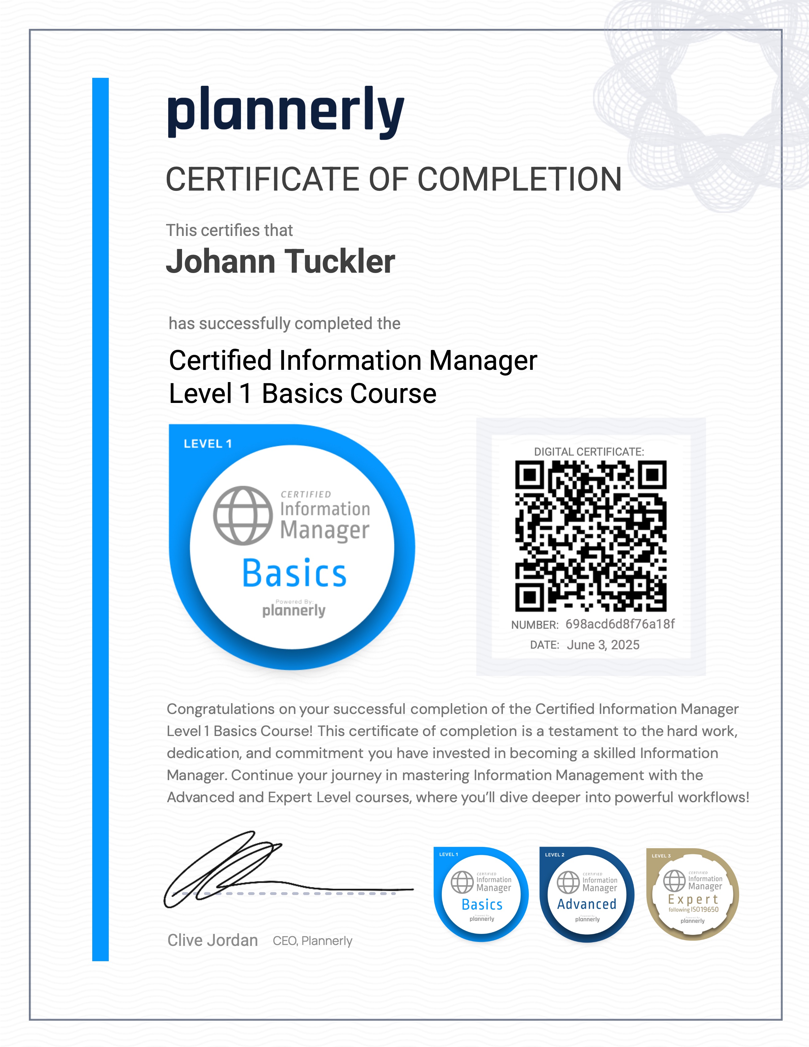 Level 1 Information Manager - Basics