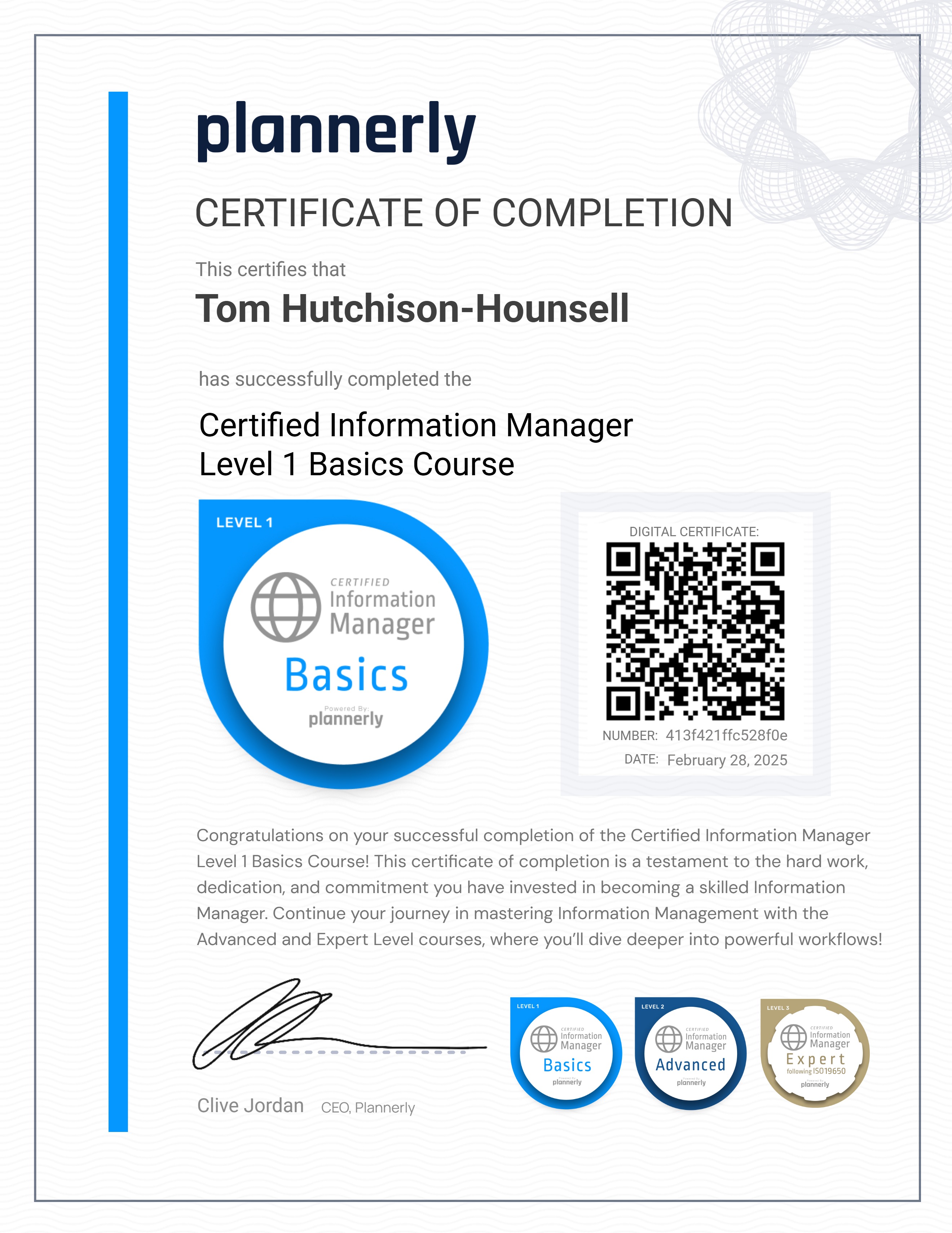 Level 1 Information Manager - Basics