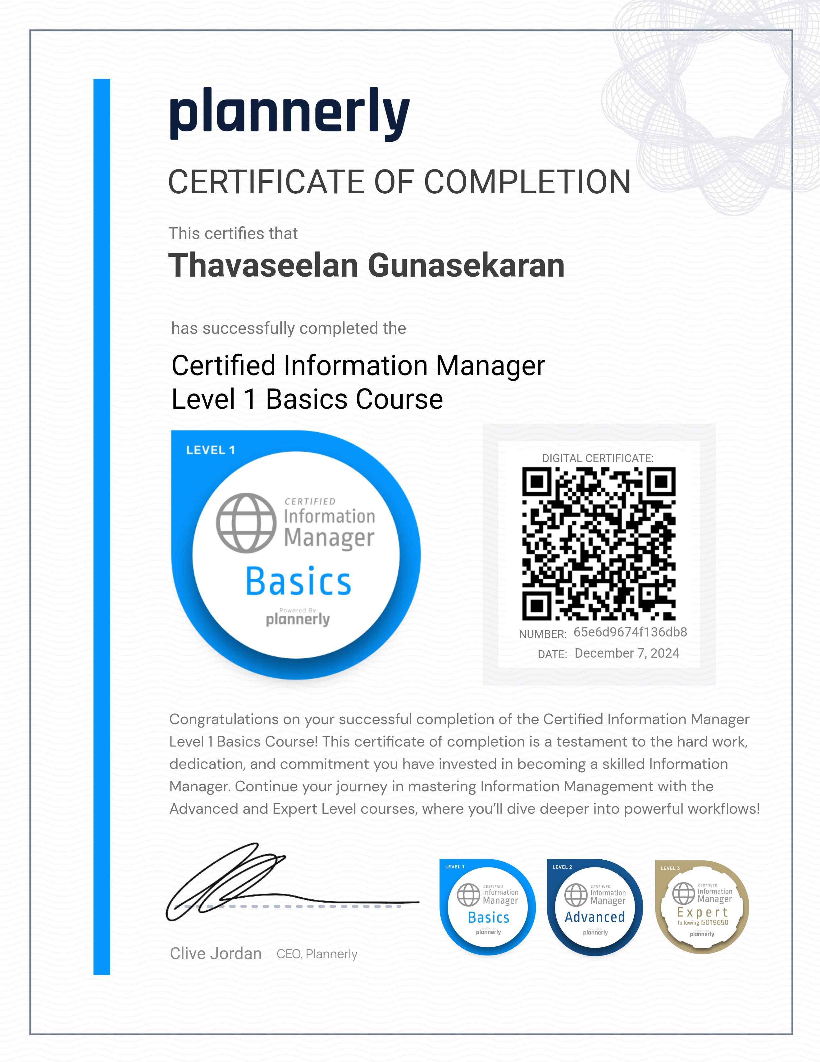 Level 1 Information Manager - Basics