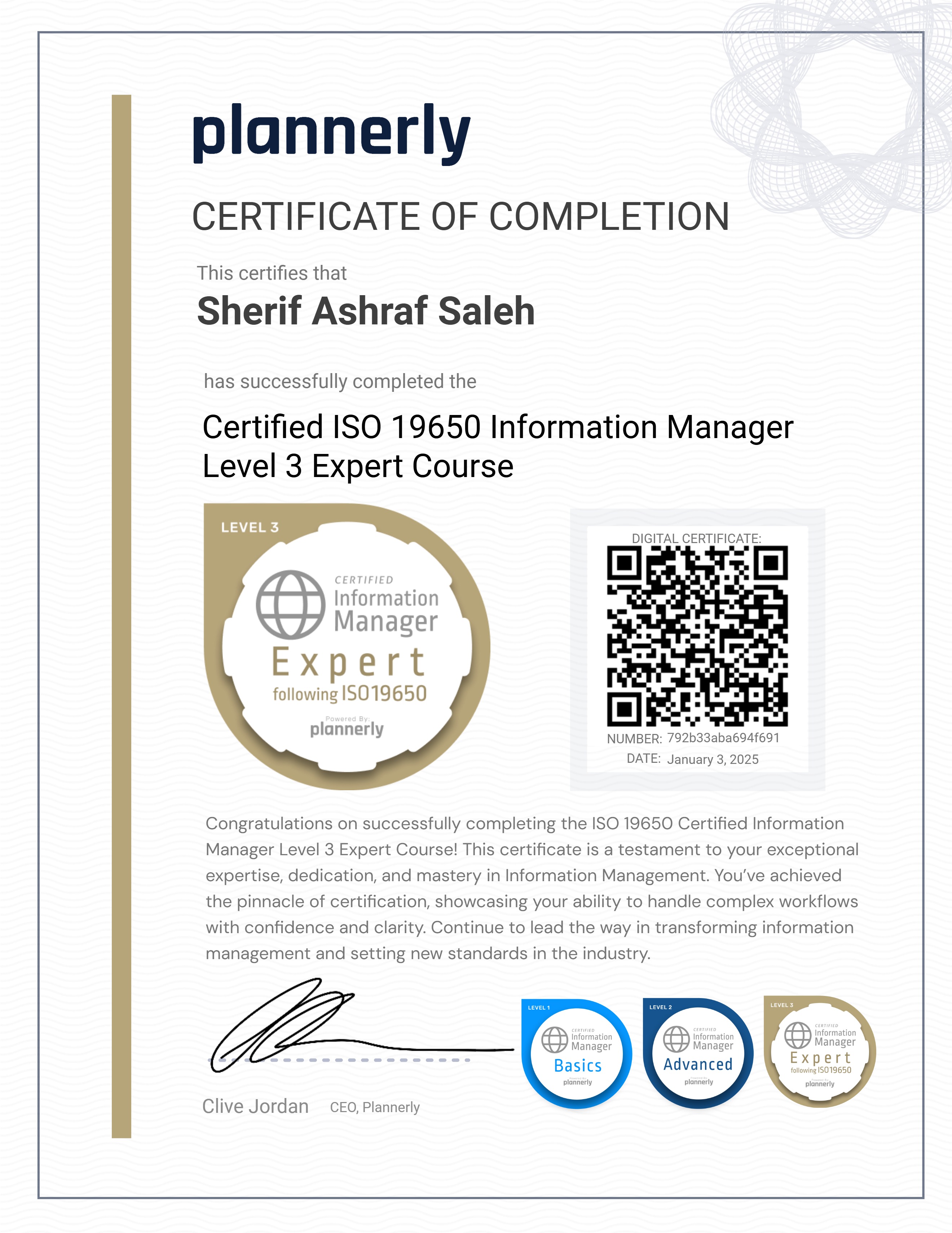 Level 3 Information Manager - ISO 19650 Expert