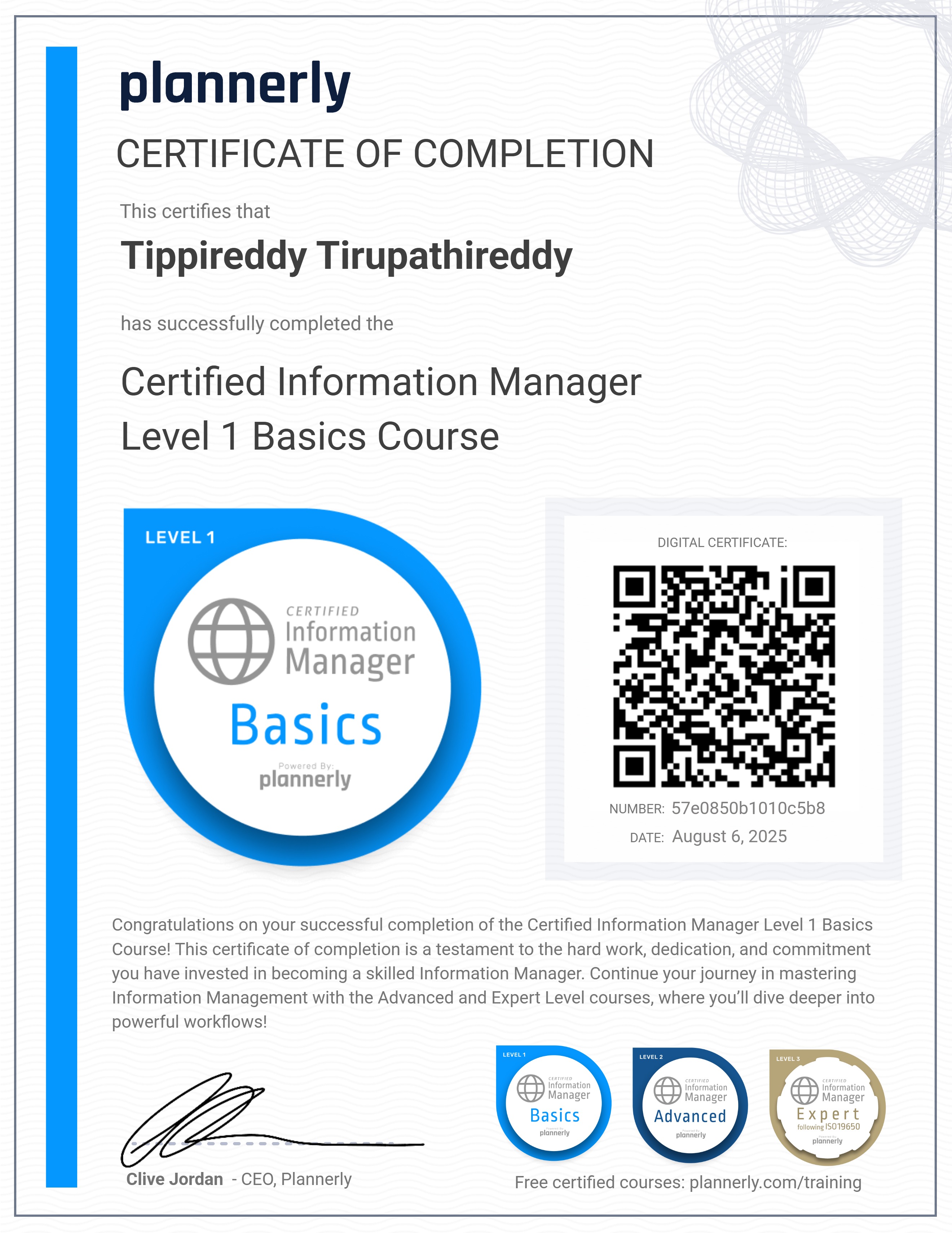 Level 1 Information Manager - Basics