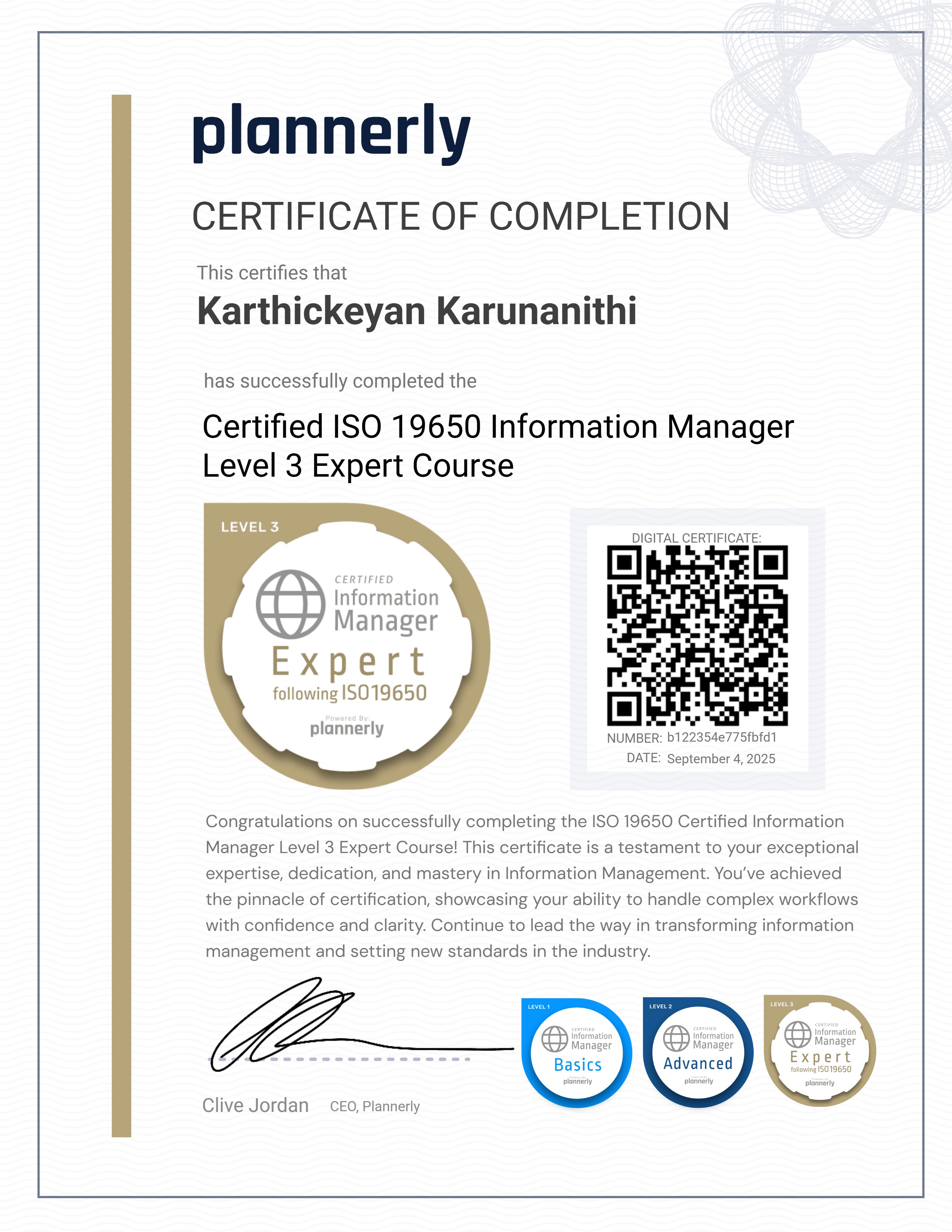 Level 3 Information Manager - ISO 19650 Expert