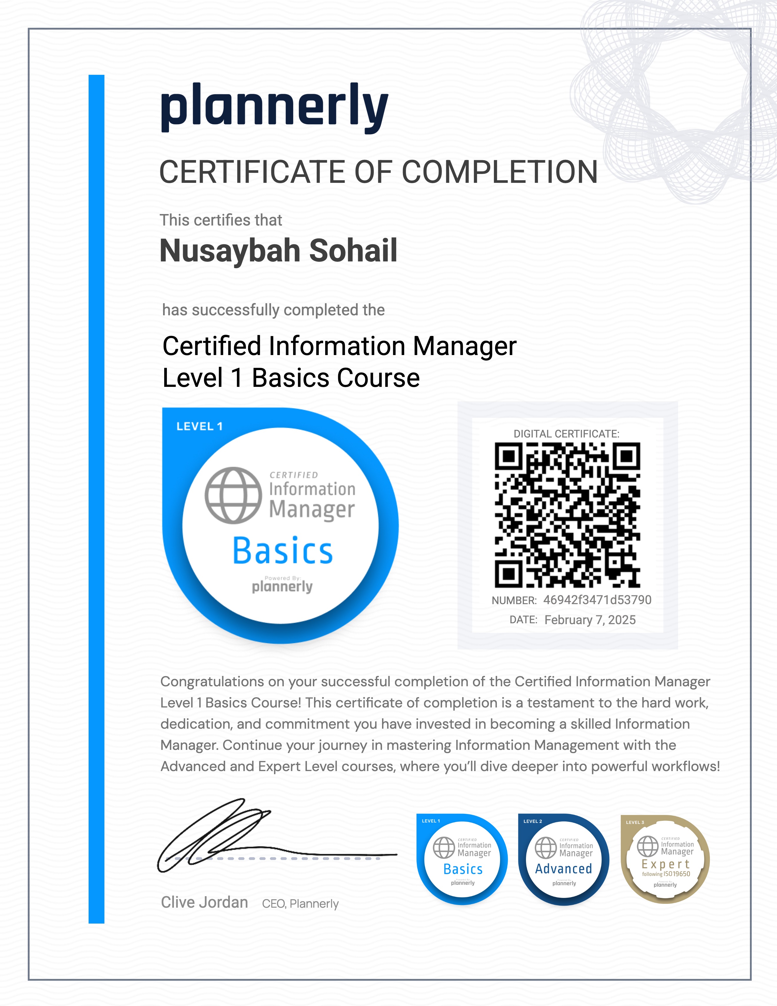 Level 1 Information Manager - Basics