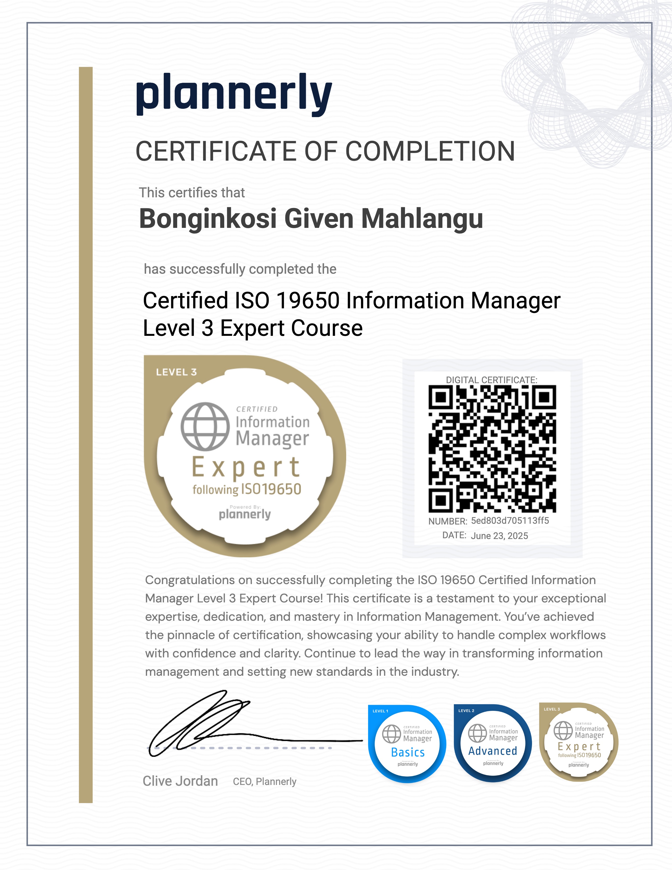 Level 3 Information Manager - ISO 19650 Expert