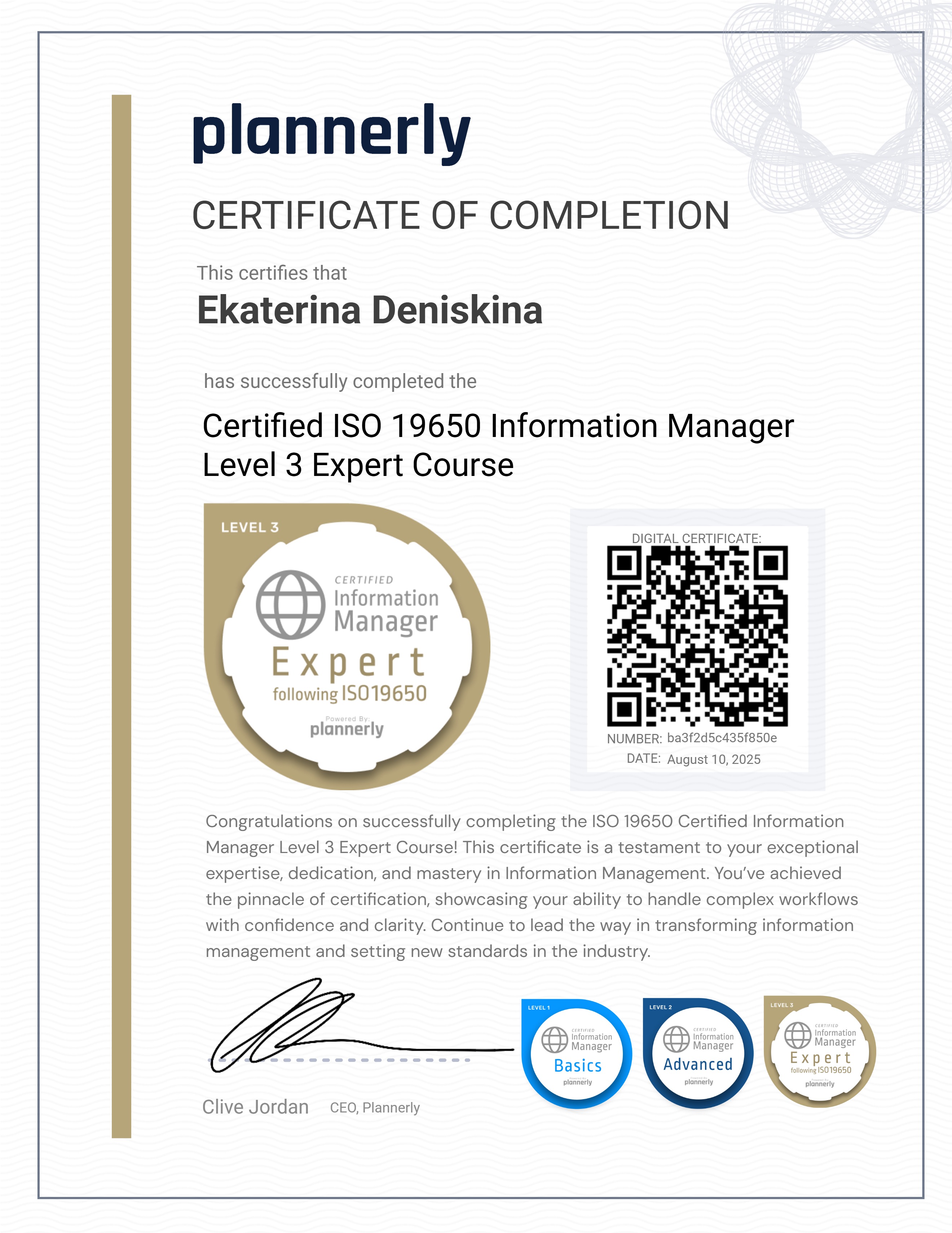 Level 3 Information Manager - ISO 19650 Expert