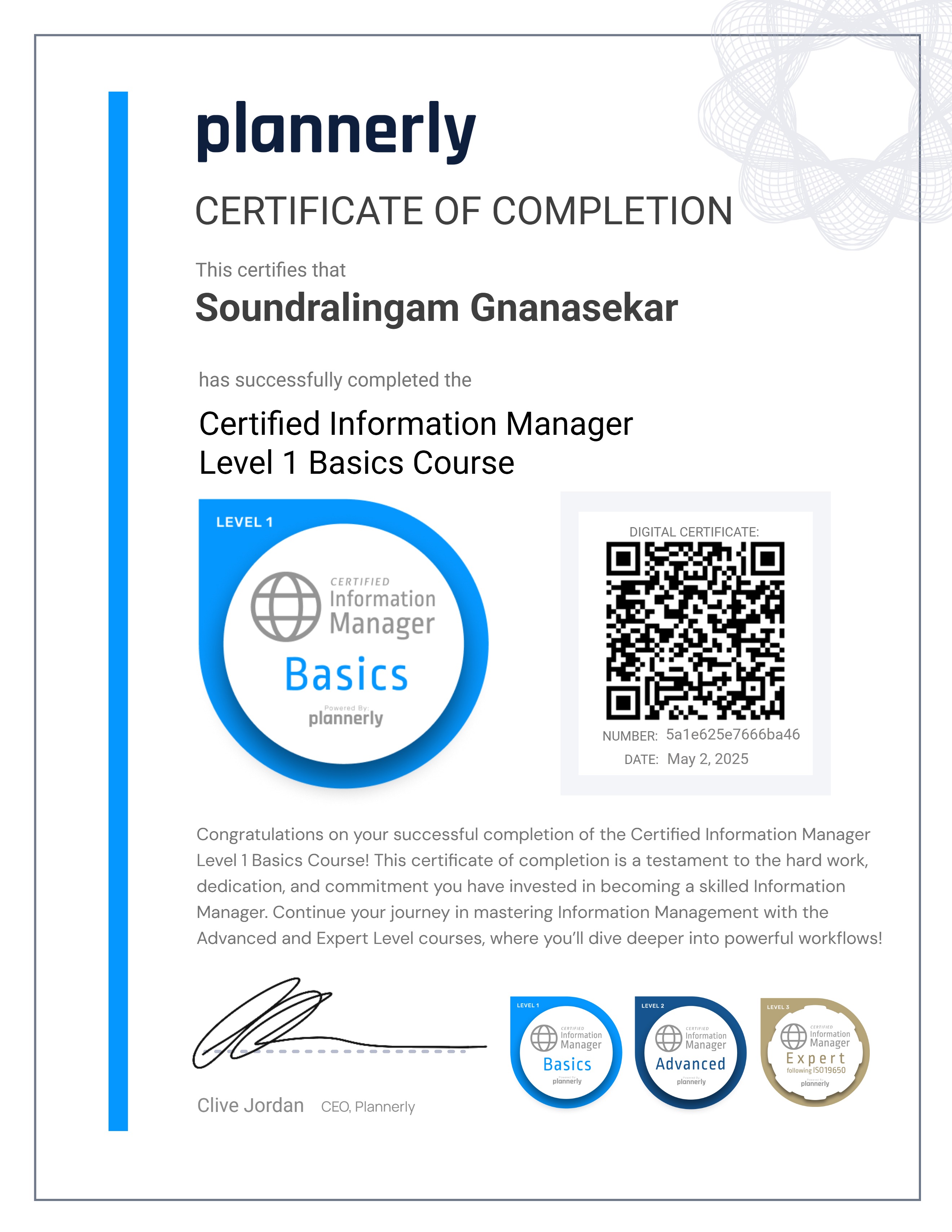 Level 1 Information Manager - Basics