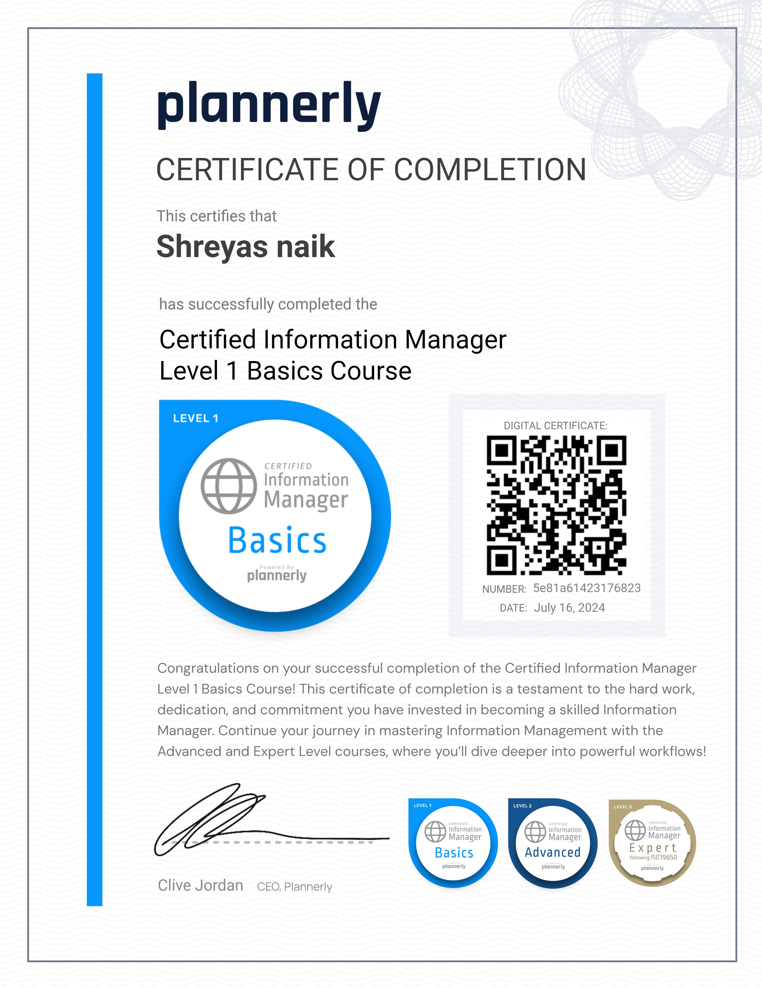 Level 1 Information Manager - Basics