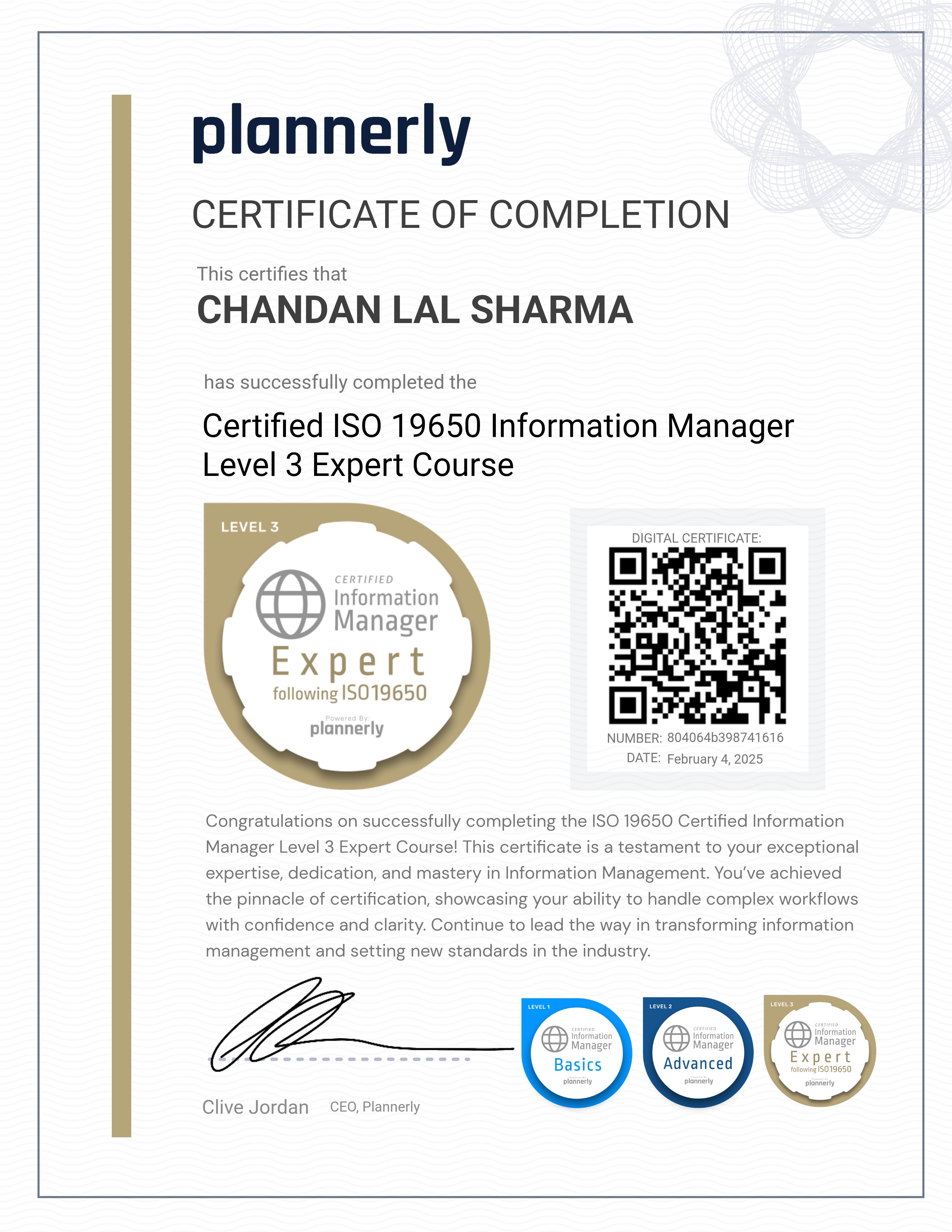 Level 3 Information Manager - ISO 19650 Expert