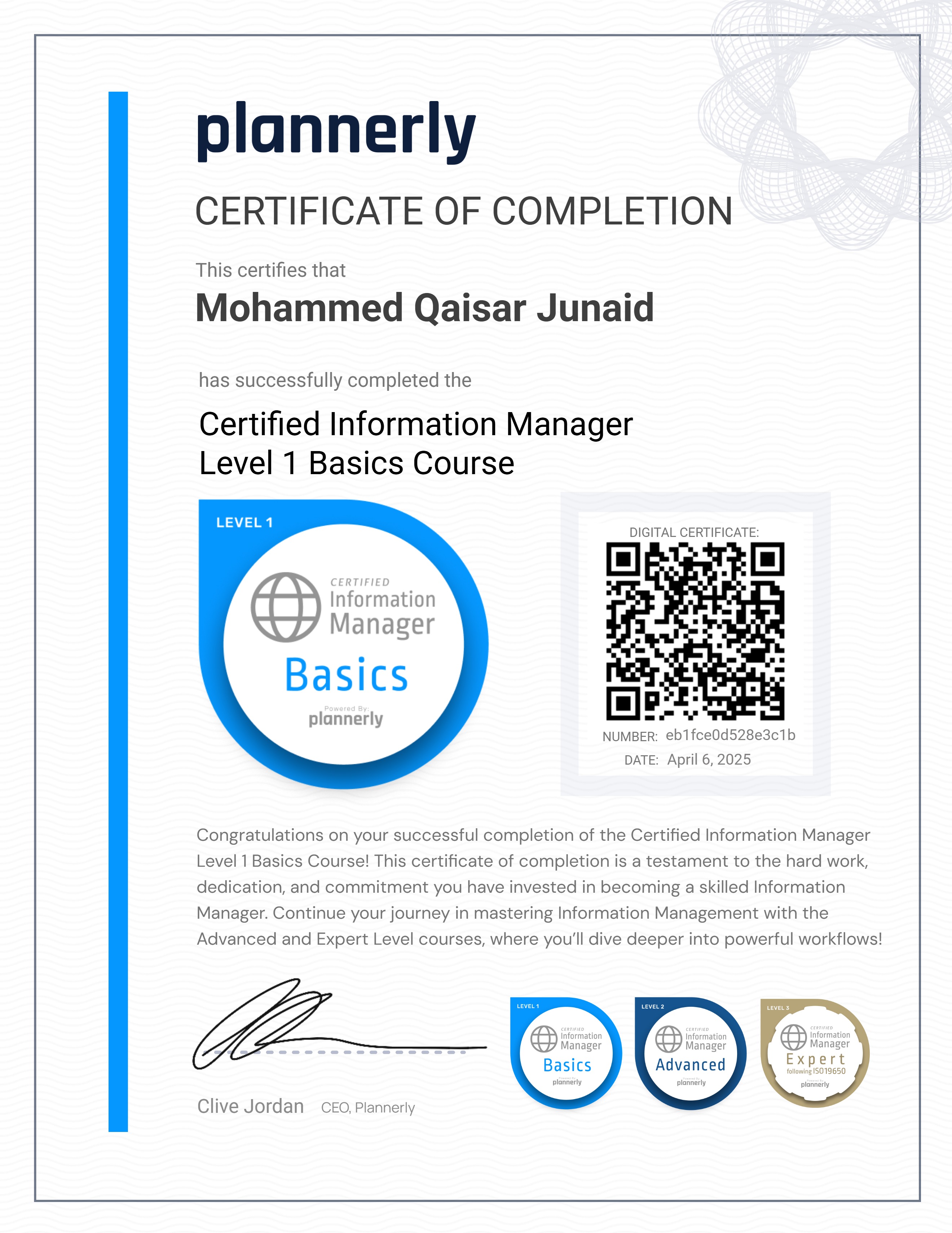 Level 1 Information Manager - Basics