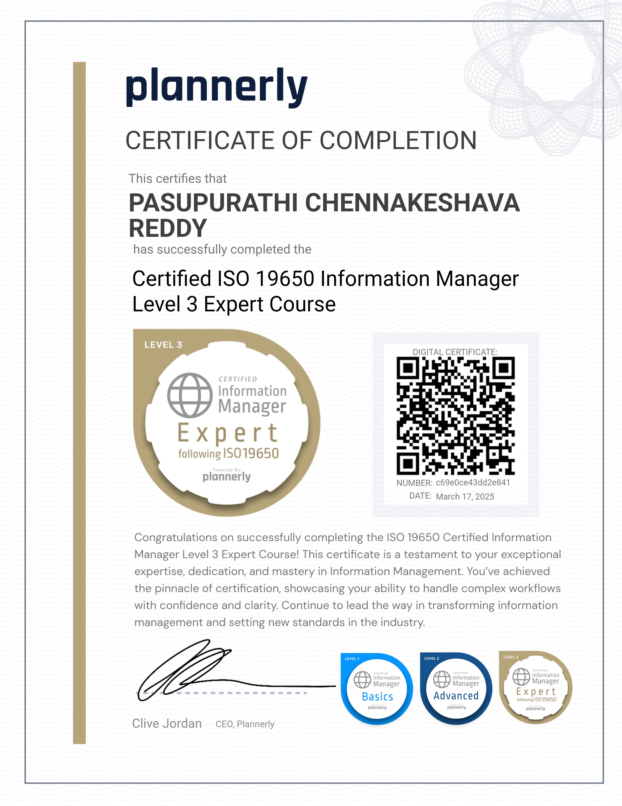 Level 3 Information Manager - ISO 19650 Expert
