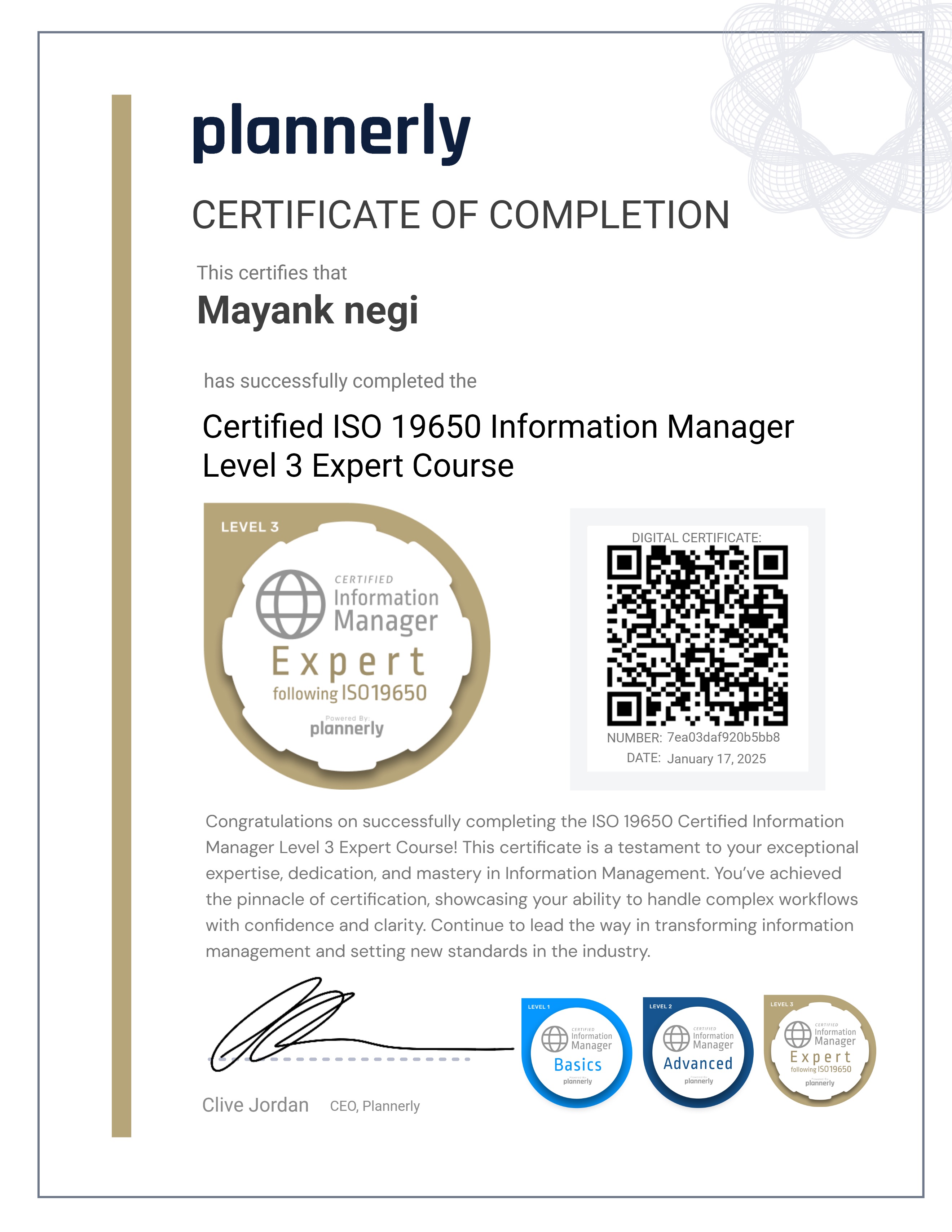 Level 3 Information Manager - ISO 19650 Expert