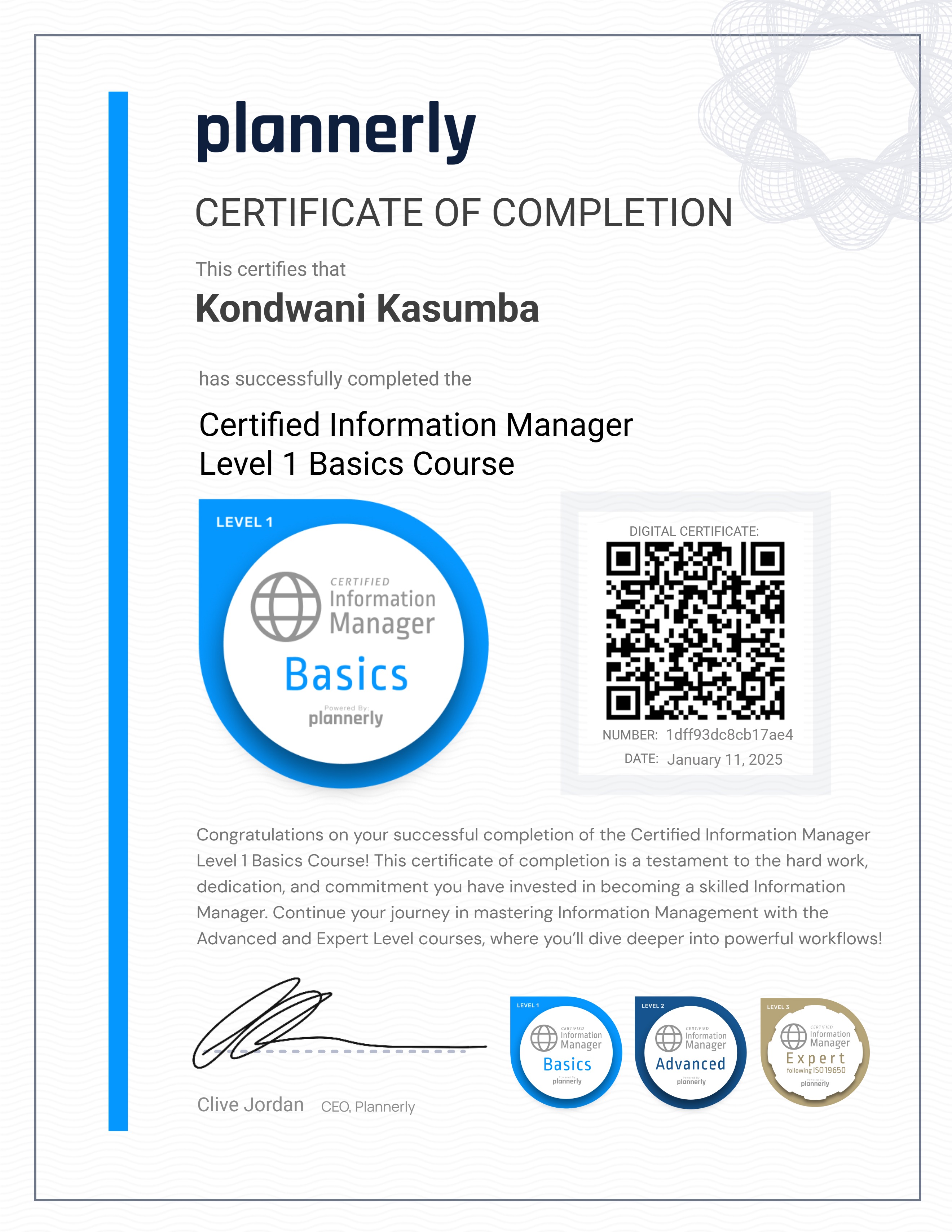 Level 1 Information Manager - Basics