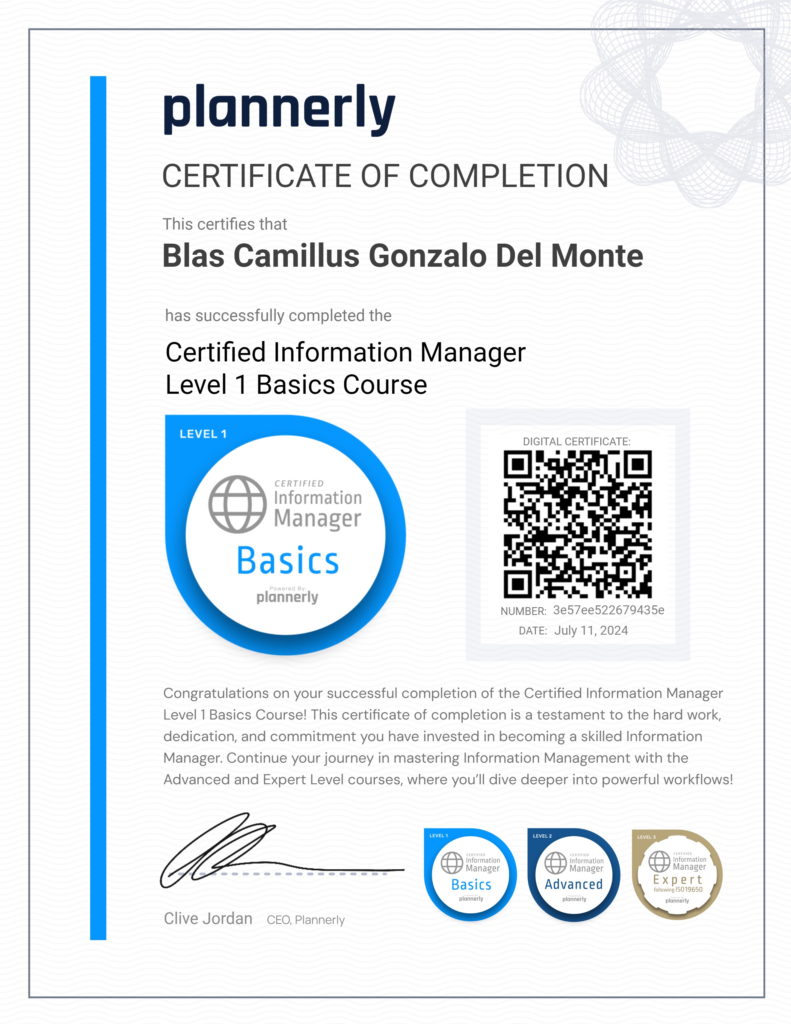 Level 1 Information Manager - Basics