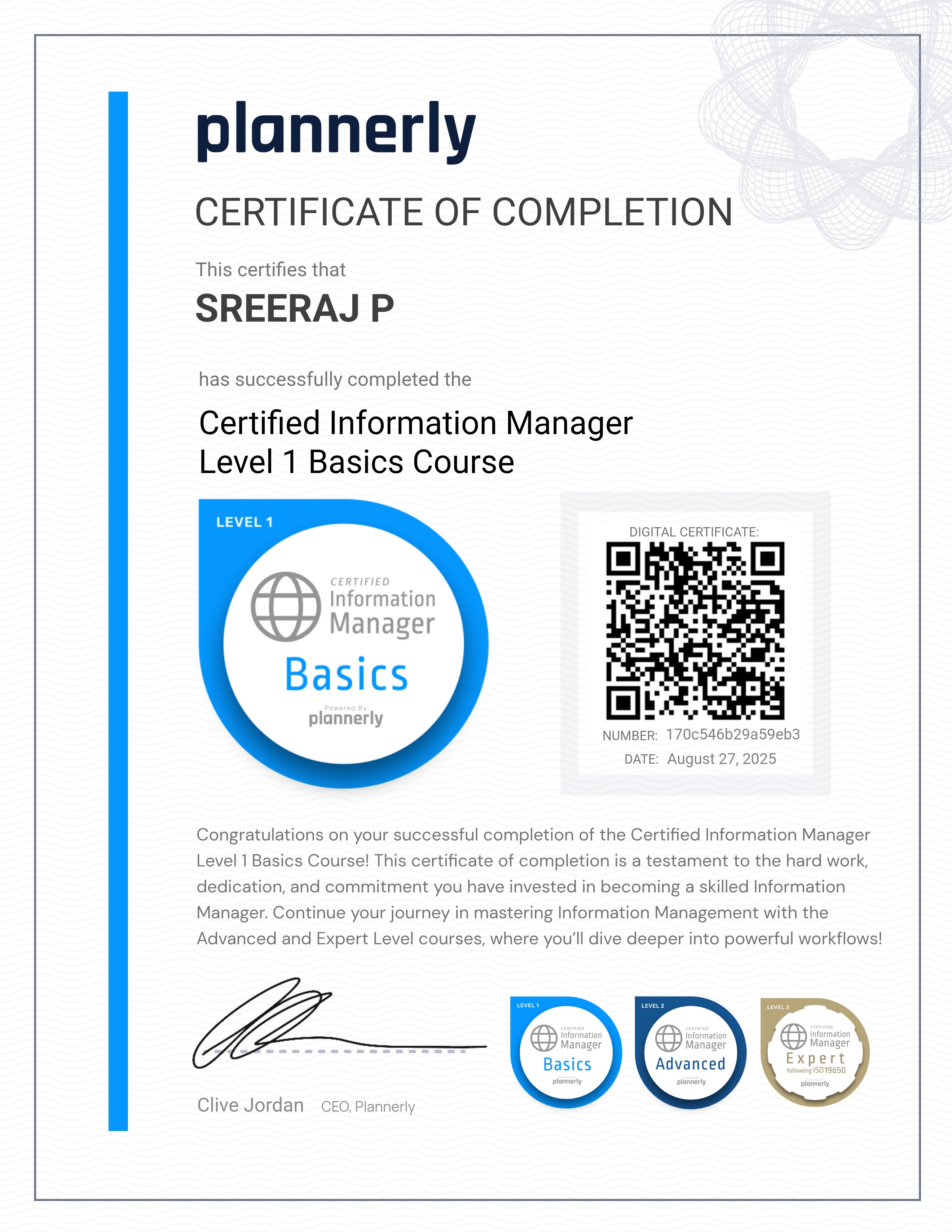 Level 1 Information Manager - Basics