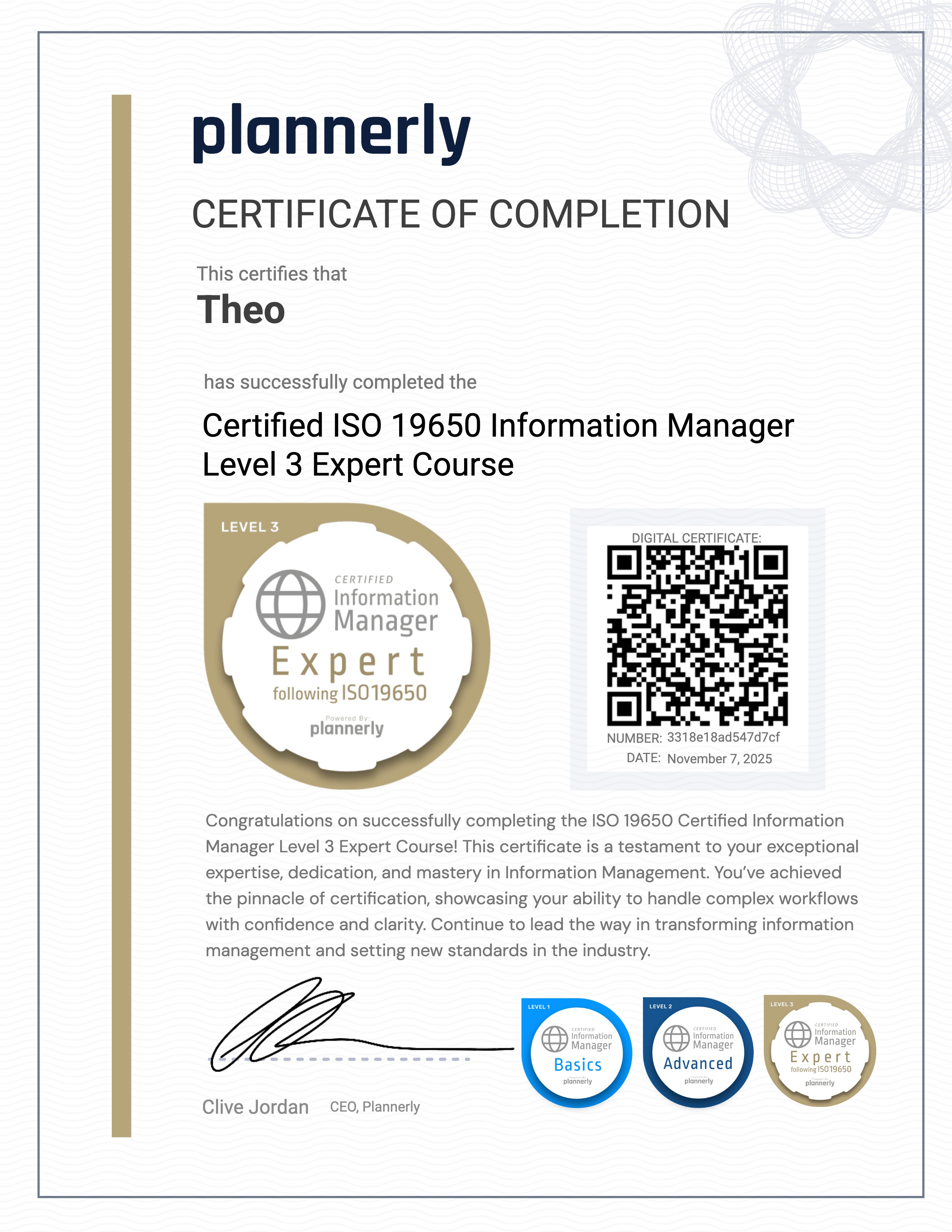 Level 3 Information Manager - ISO 19650 Expert